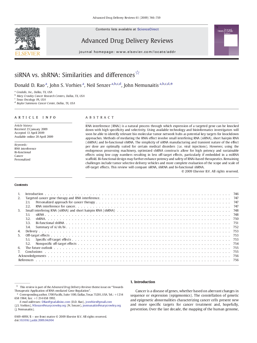 siRNA vs. shRNA: Similarities and differences 