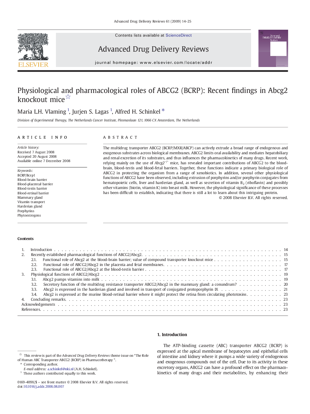 Physiological and pharmacological roles of ABCG2 (BCRP): Recent findings in Abcg2 knockout mice 