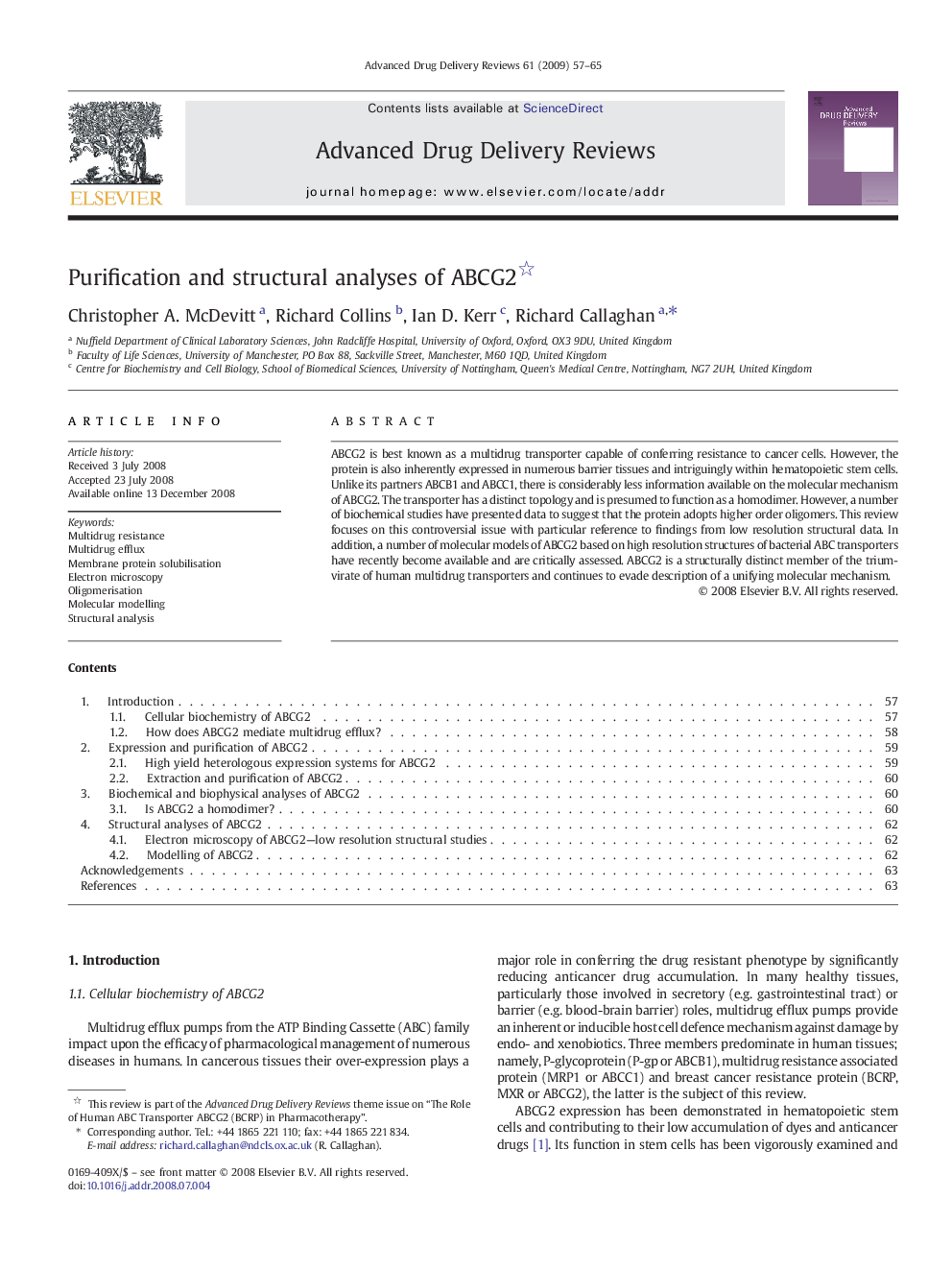 Purification and structural analyses of ABCG2 