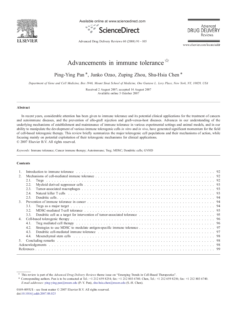 Advancements in immune tolerance 