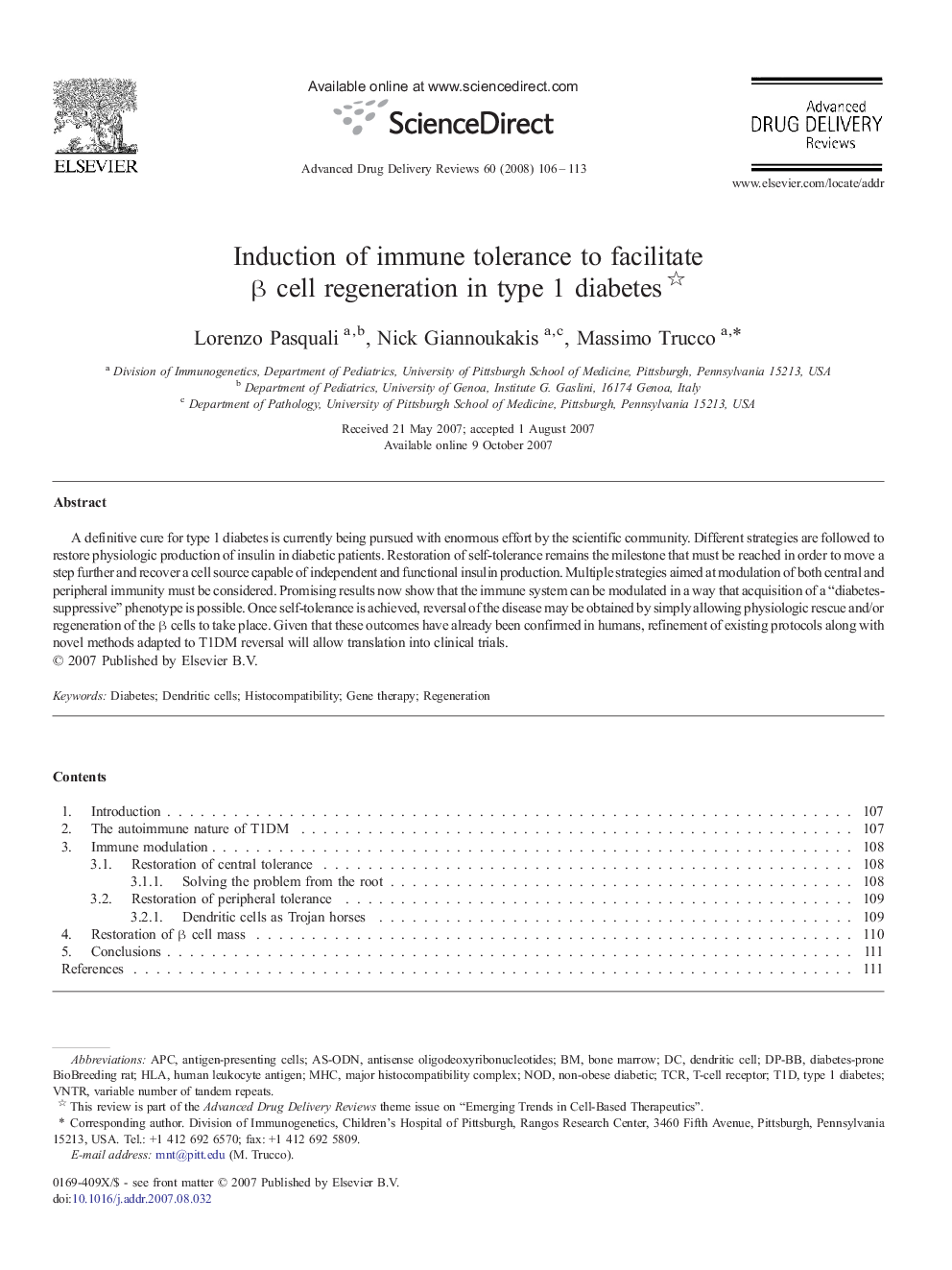 Induction of immune tolerance to facilitate β cell regeneration in type 1 diabetes 