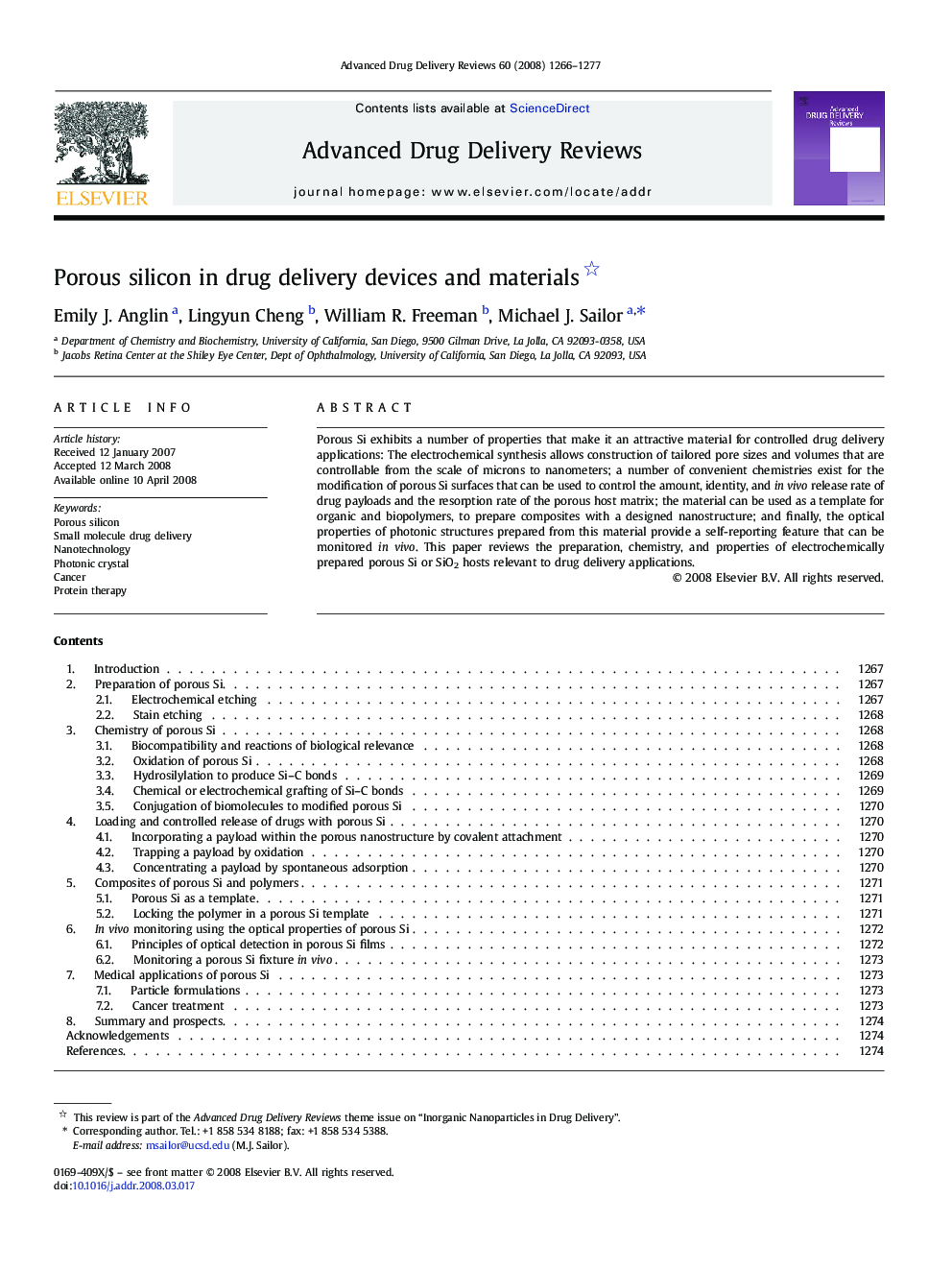 Porous silicon in drug delivery devices and materials 