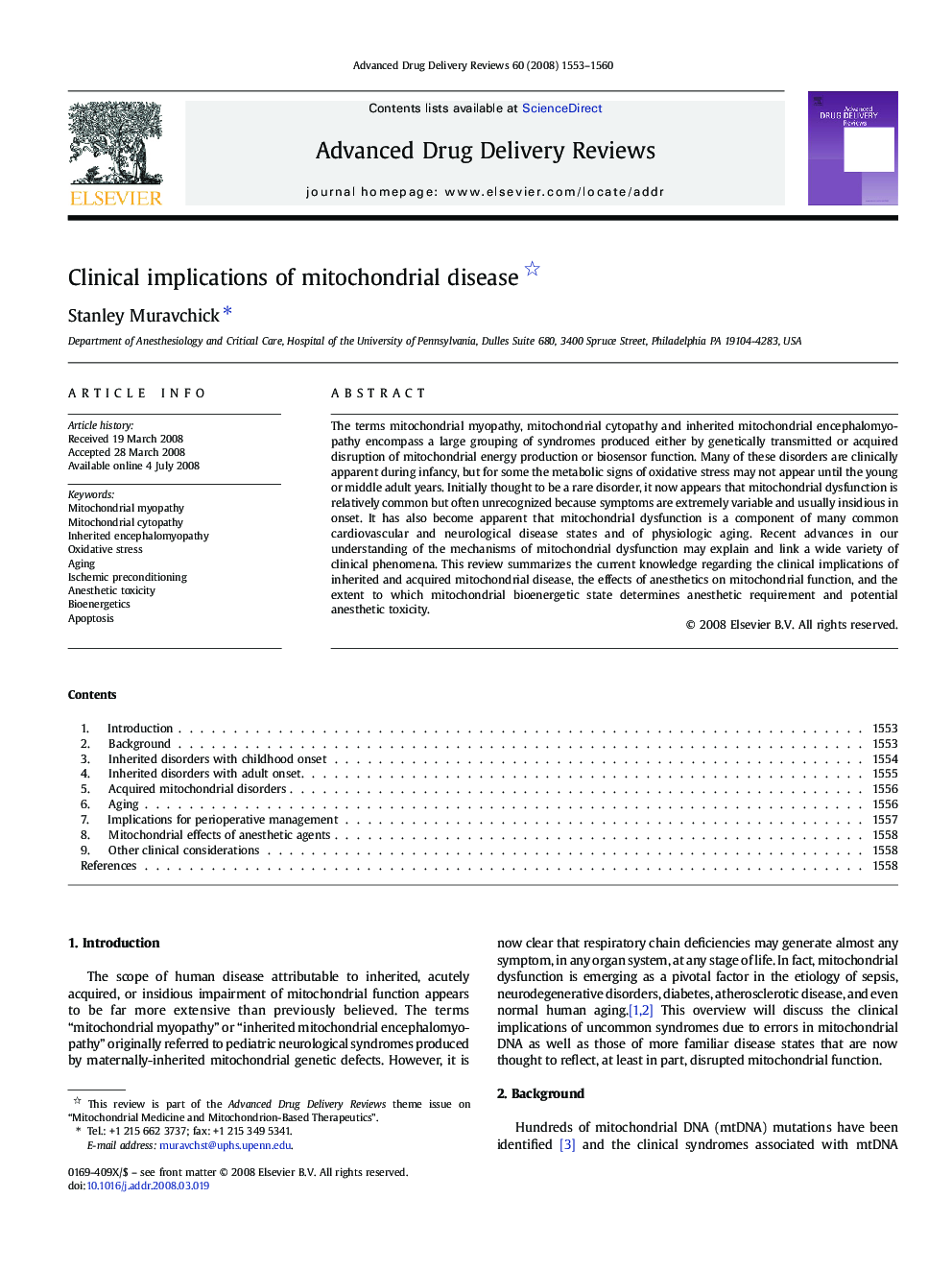 Clinical implications of mitochondrial disease 