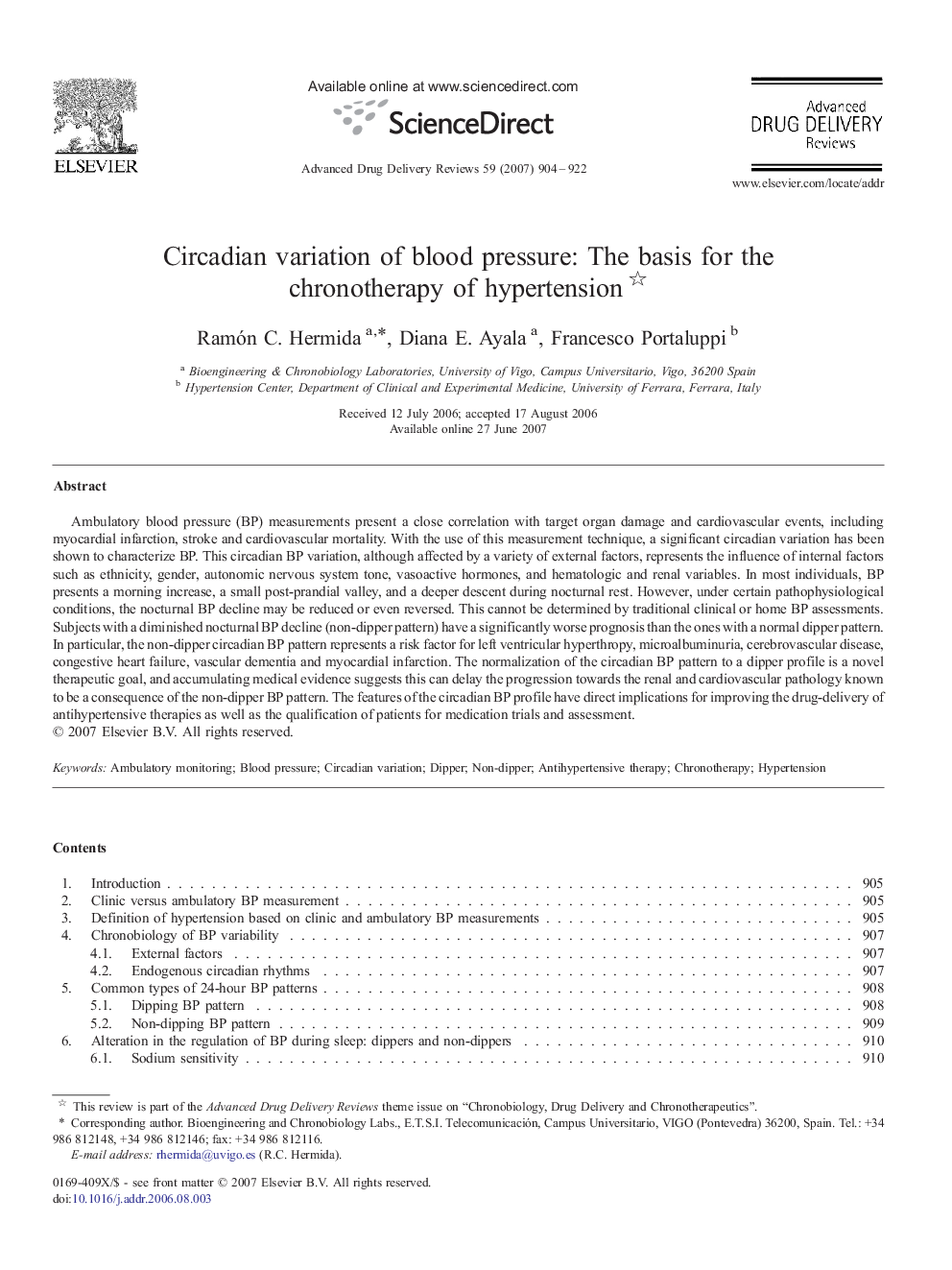 Circadian variation of blood pressure: The basis for the chronotherapy of hypertension 