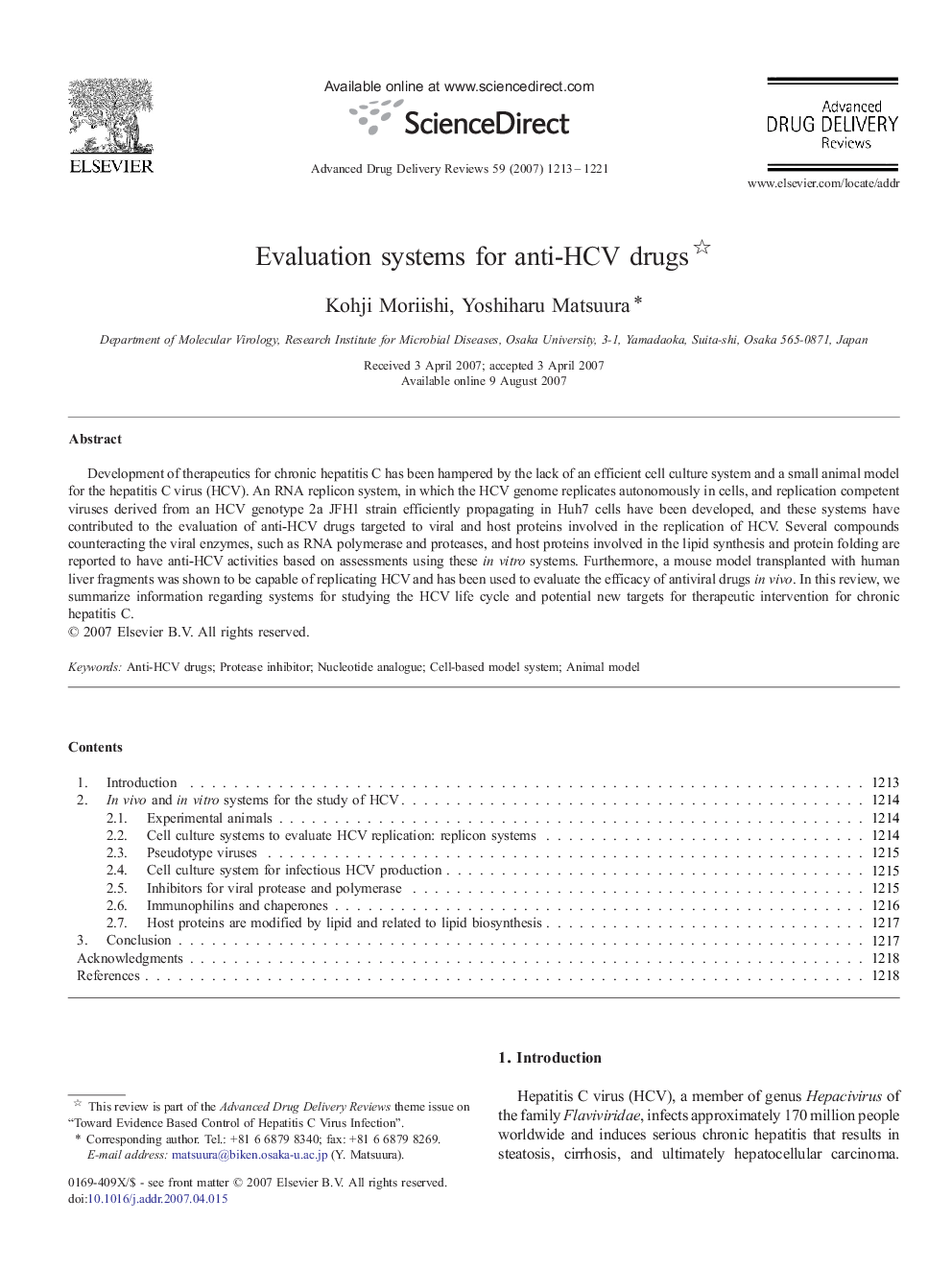 Evaluation systems for anti-HCV drugs 