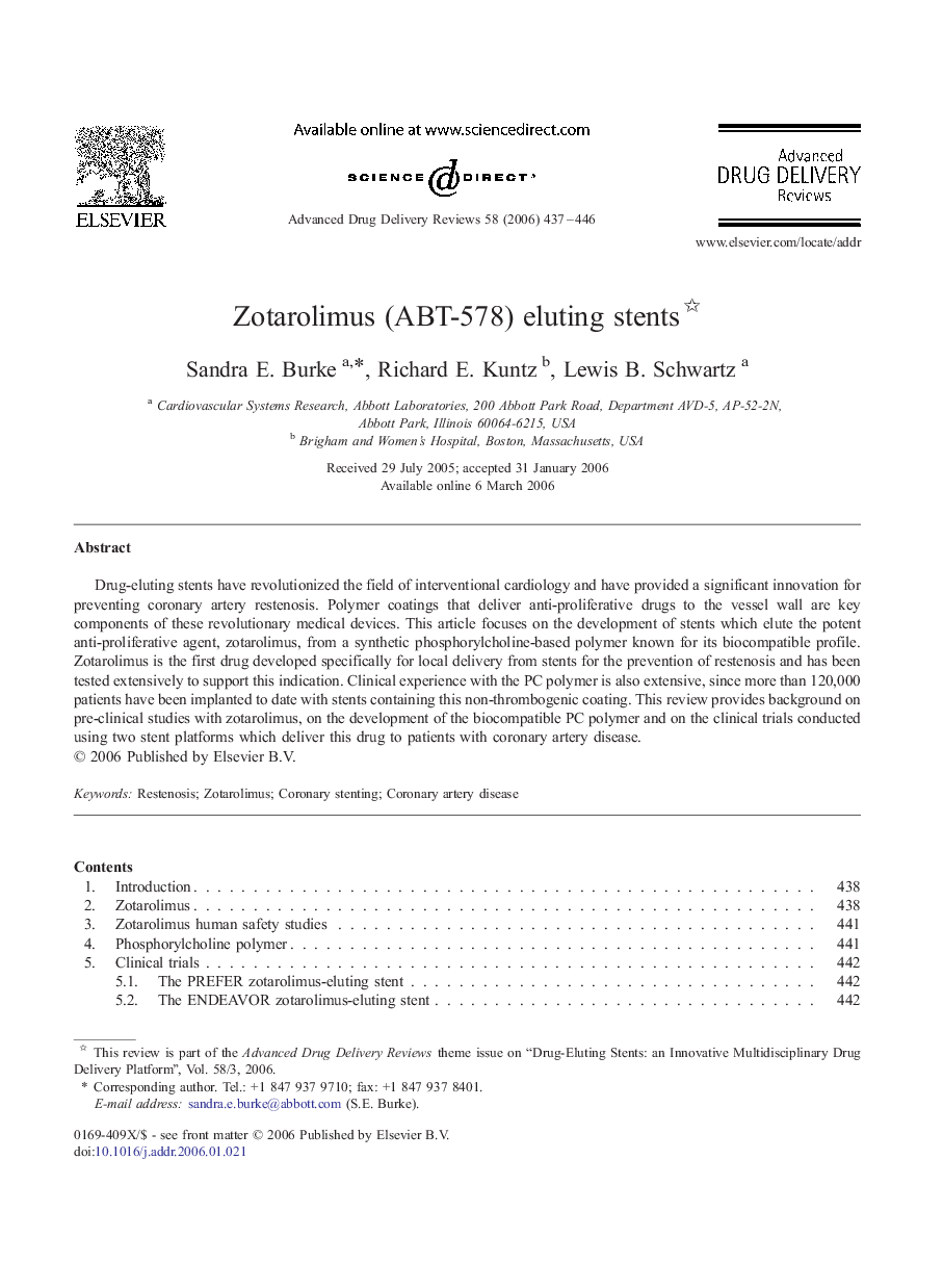 Zotarolimus (ABT-578) eluting stents 