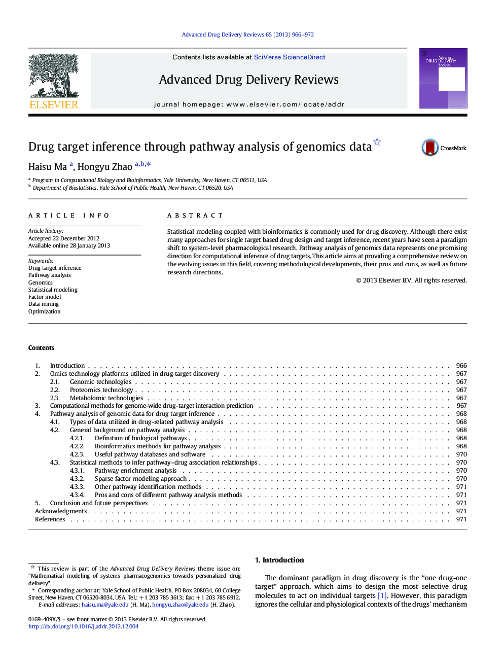 Drug target inference through pathway analysis of genomics data 