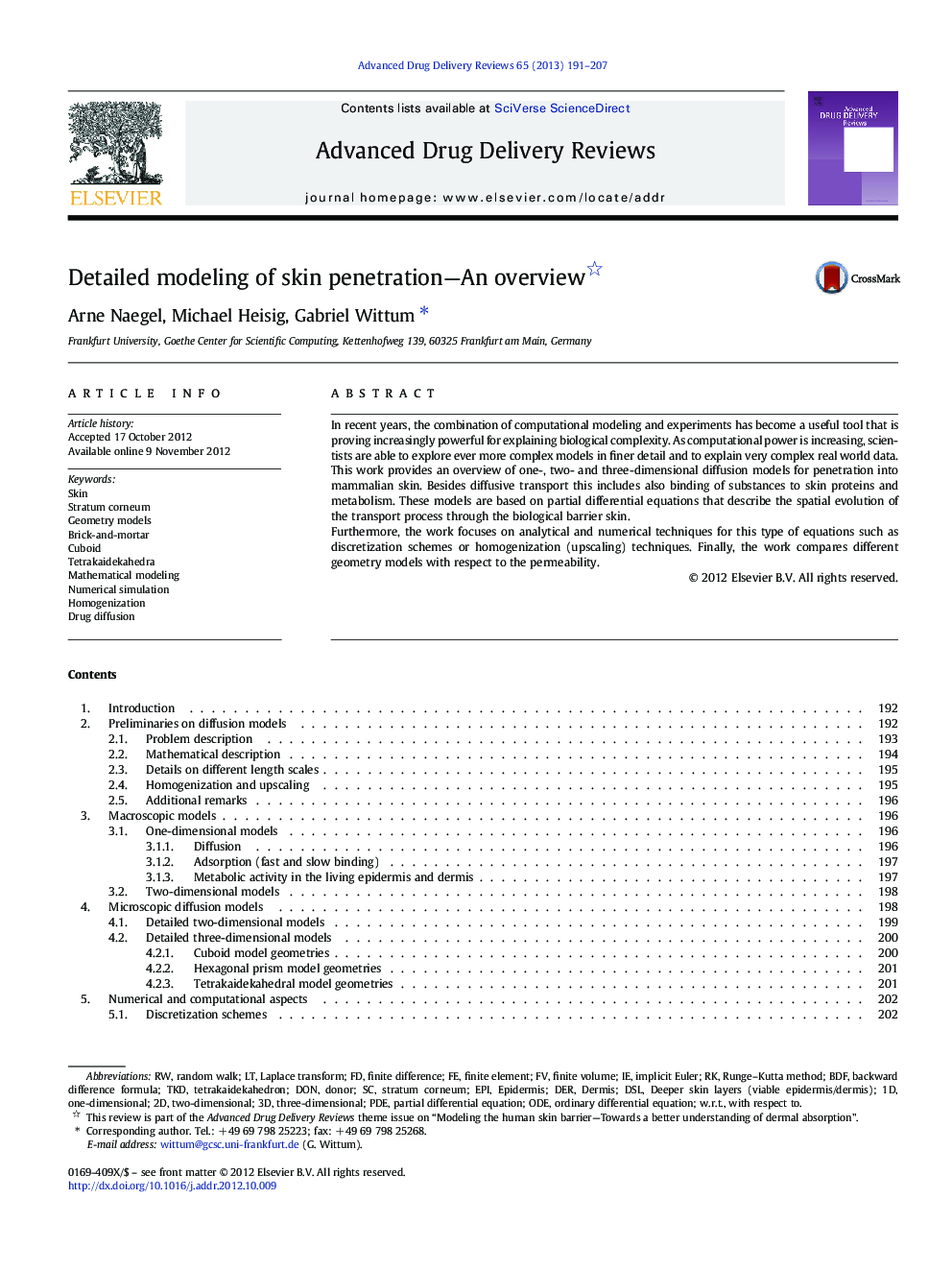 Detailed modeling of skin penetration—An overview 