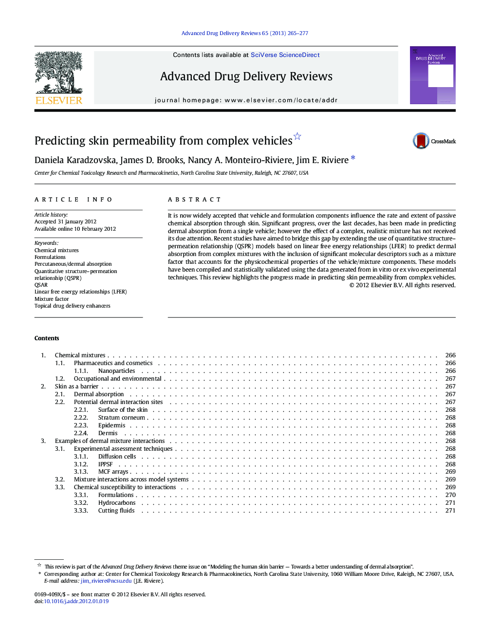 Predicting skin permeability from complex vehicles 