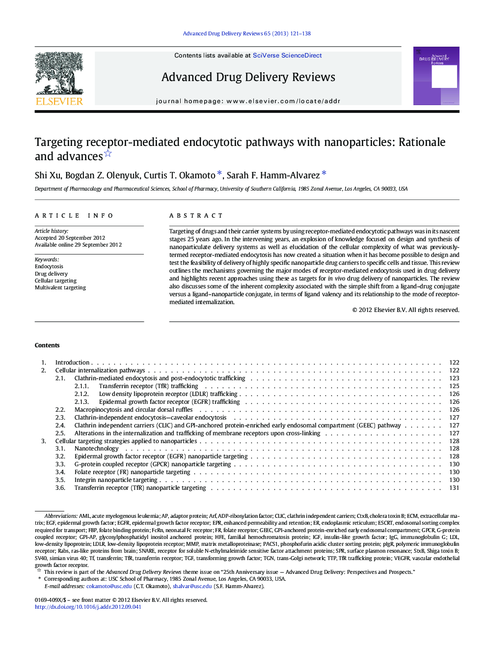 Targeting receptor-mediated endocytotic pathways with nanoparticles: Rationale and advances 