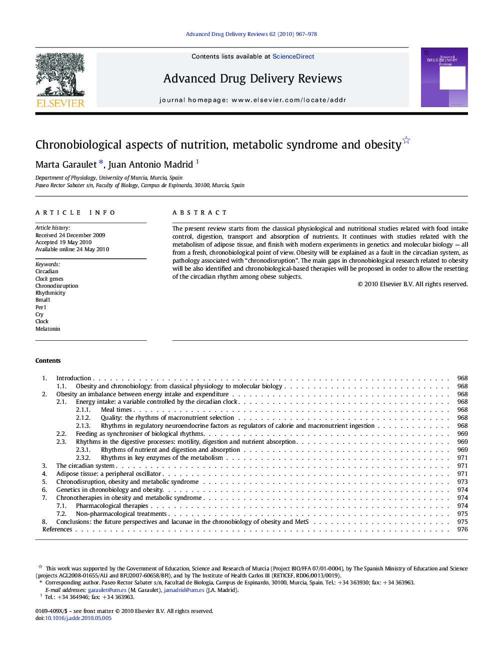 Chronobiological aspects of nutrition, metabolic syndrome and obesity 