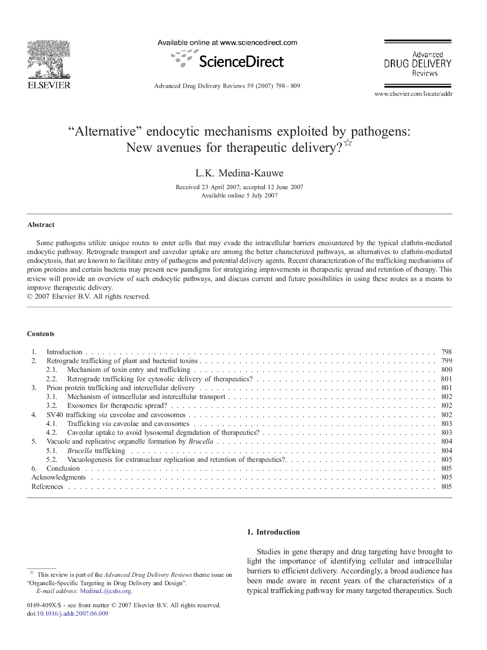 “Alternative” endocytic mechanisms exploited by pathogens: New avenues for therapeutic delivery? 