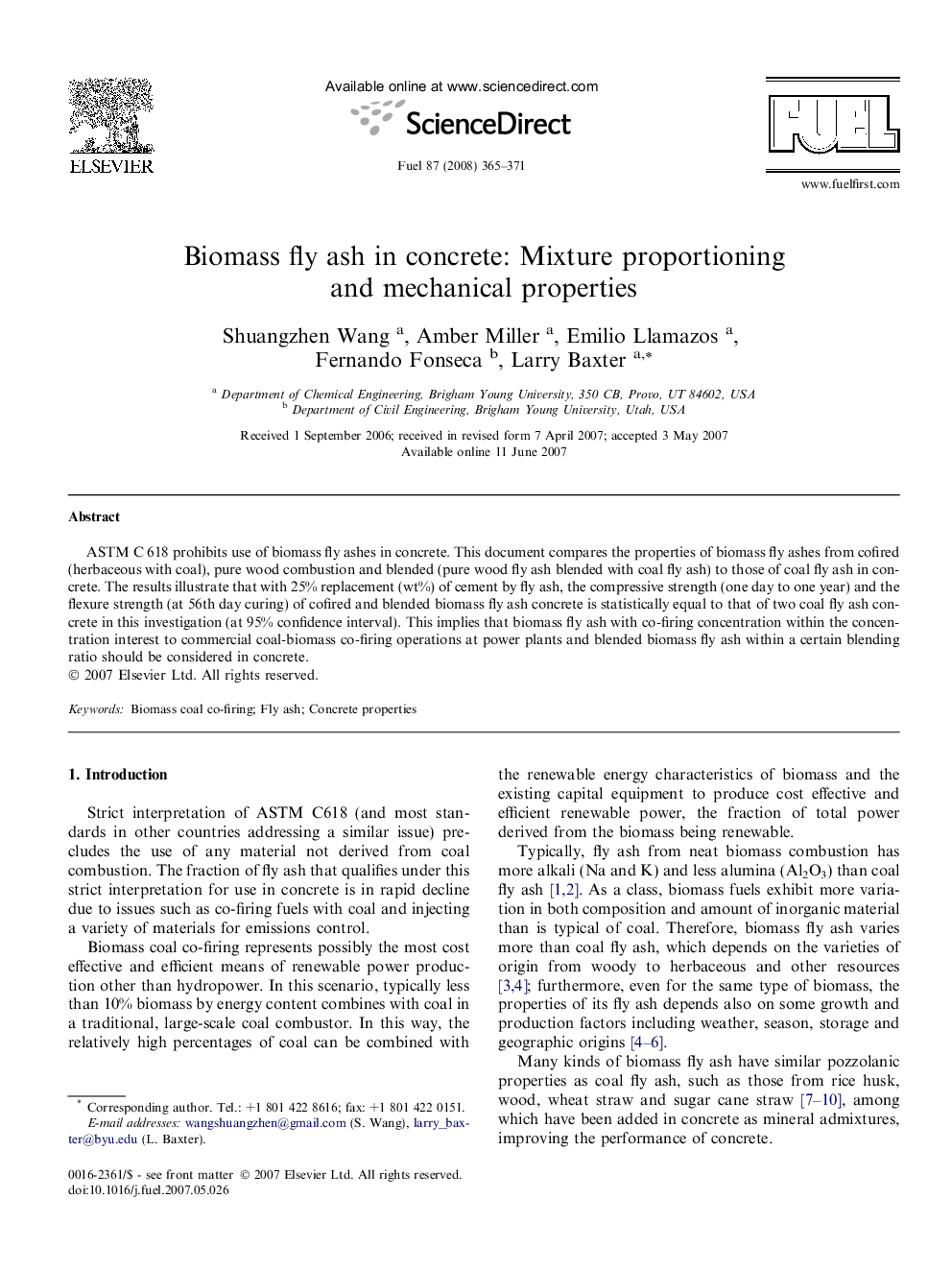 Biomass fly ash in concrete: Mixture proportioning and mechanical properties