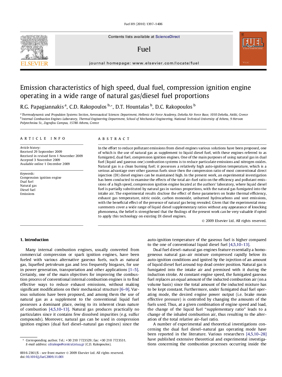 Emission characteristics of high speed, dual fuel, compression ignition engine operating in a wide range of natural gas/diesel fuel proportions