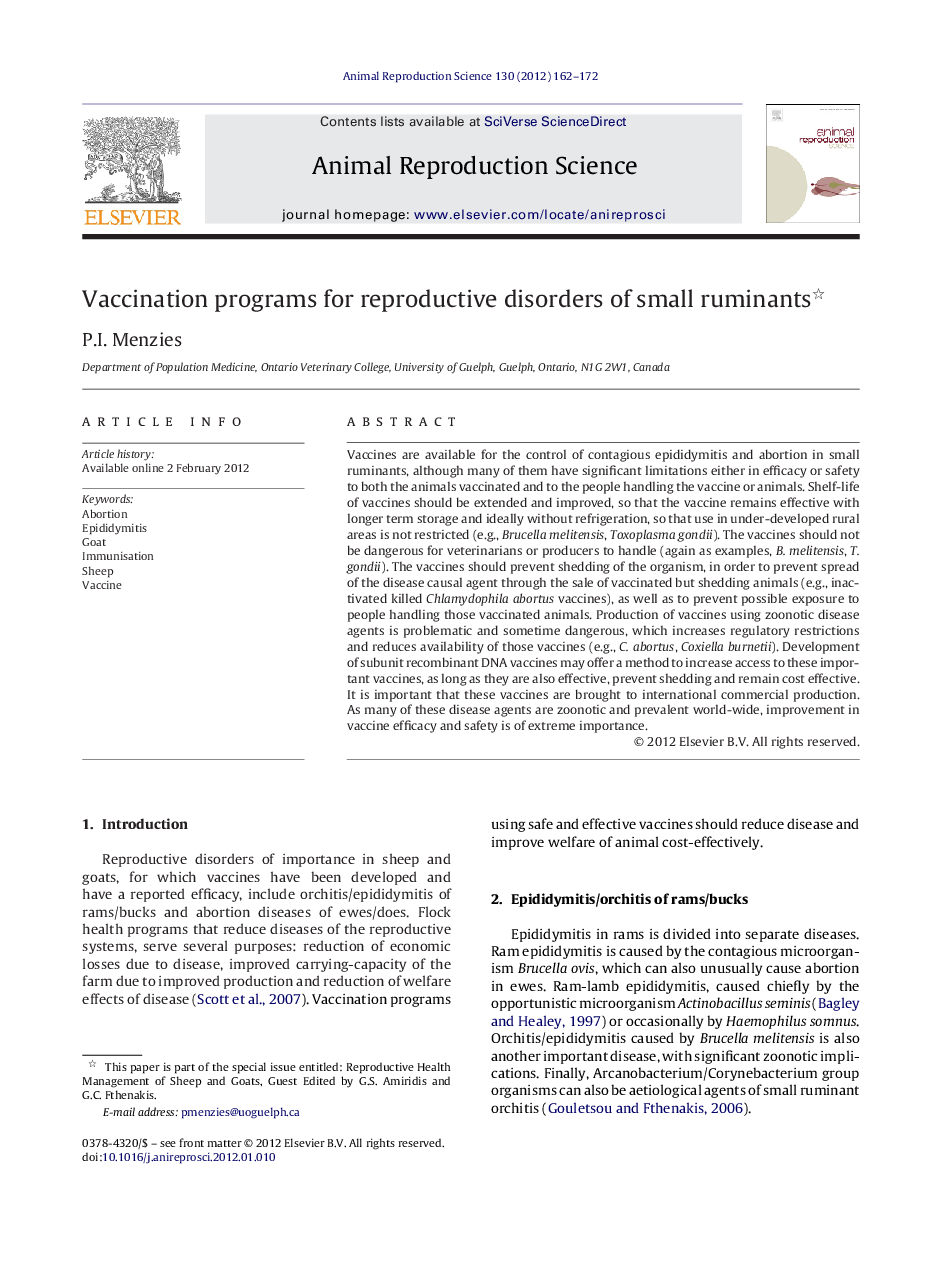 Vaccination programs for reproductive disorders of small ruminants 