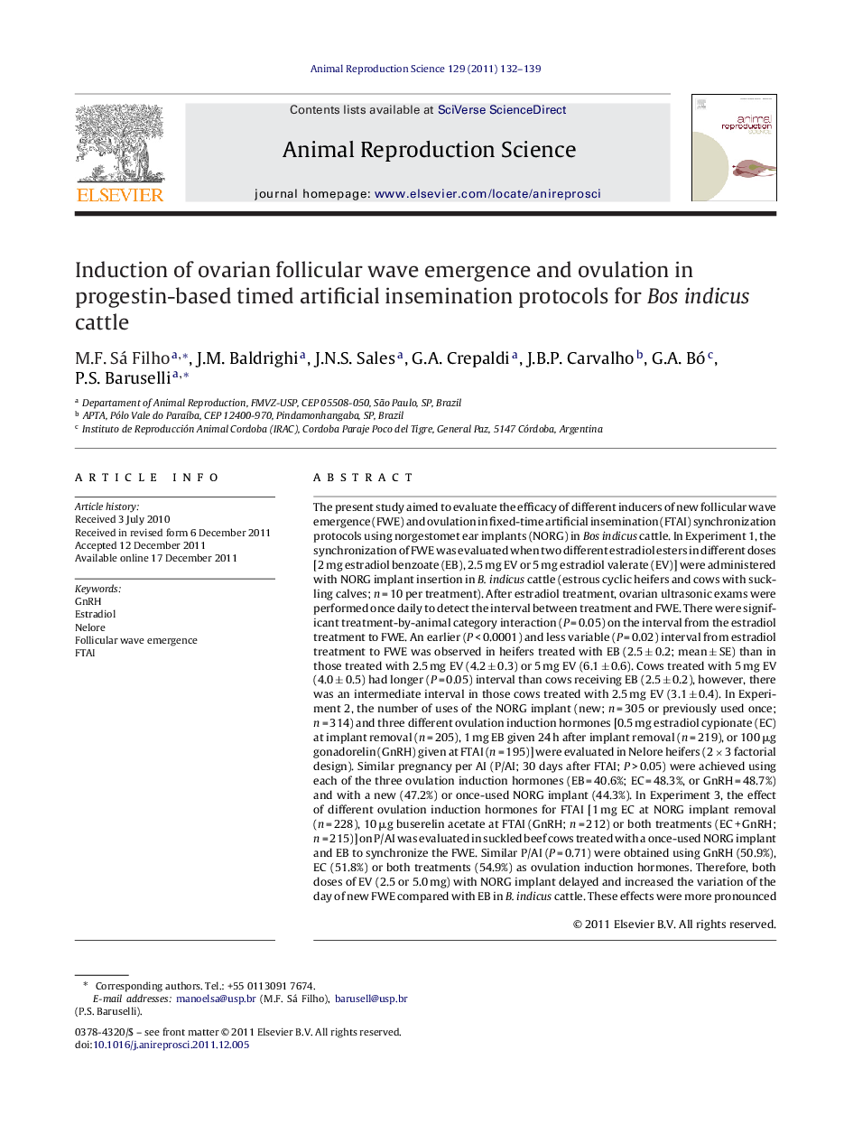 Induction of ovarian follicular wave emergence and ovulation in progestin-based timed artificial insemination protocols for Bos indicus cattle