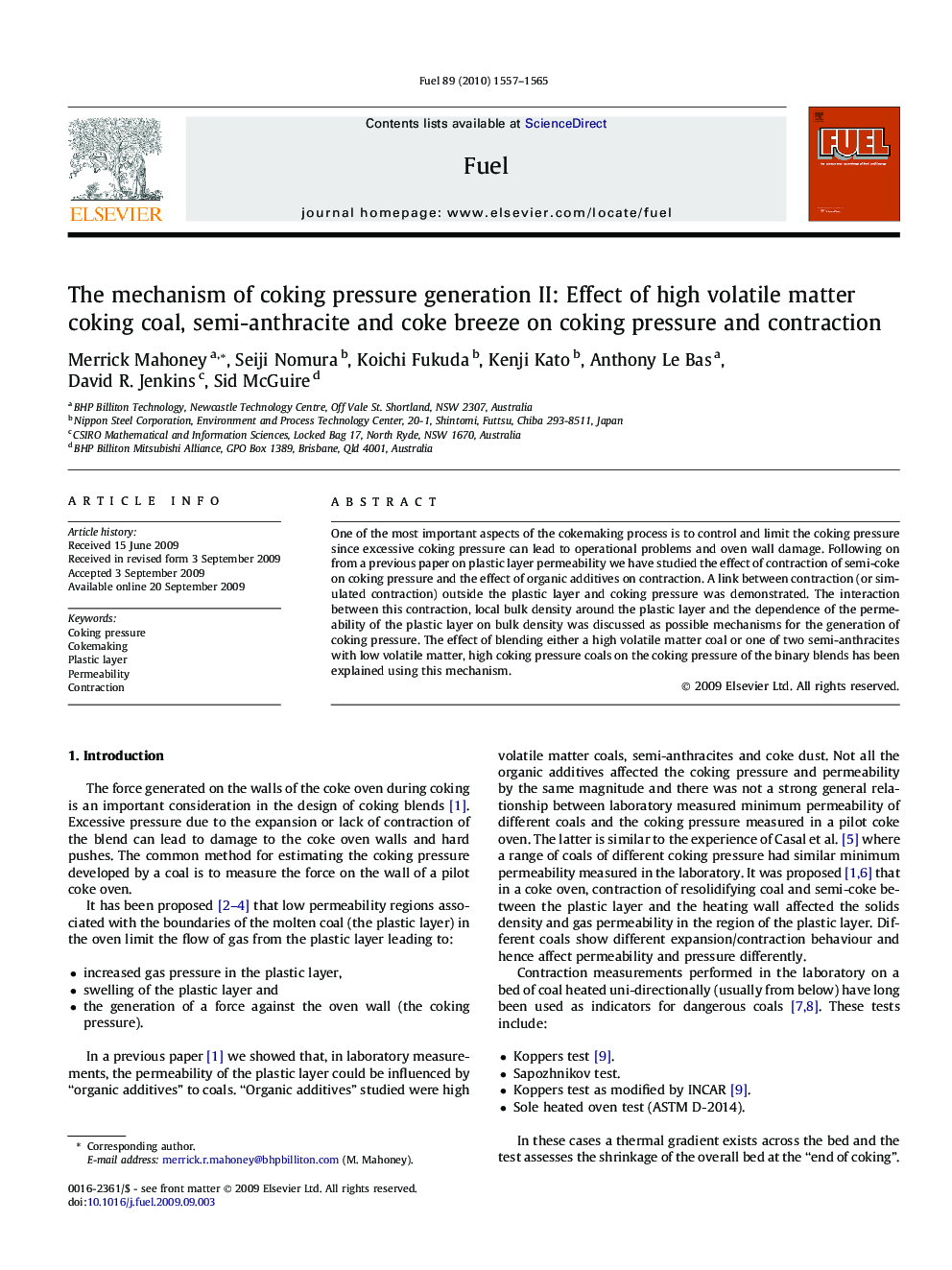 The mechanism of coking pressure generation II: Effect of high volatile matter coking coal, semi-anthracite and coke breeze on coking pressure and contraction