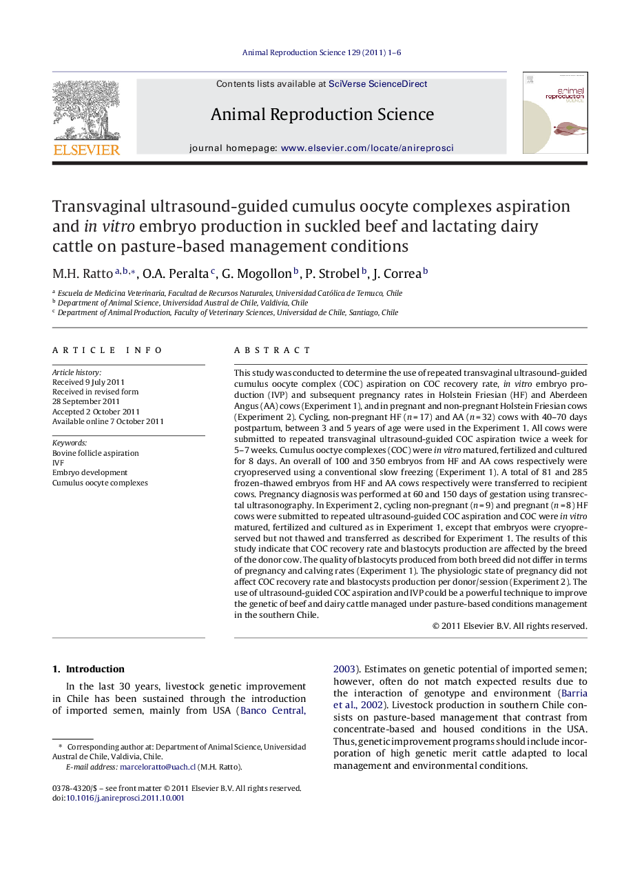 Transvaginal ultrasound-guided cumulus oocyte complexes aspiration and in vitro embryo production in suckled beef and lactating dairy cattle on pasture-based management conditions