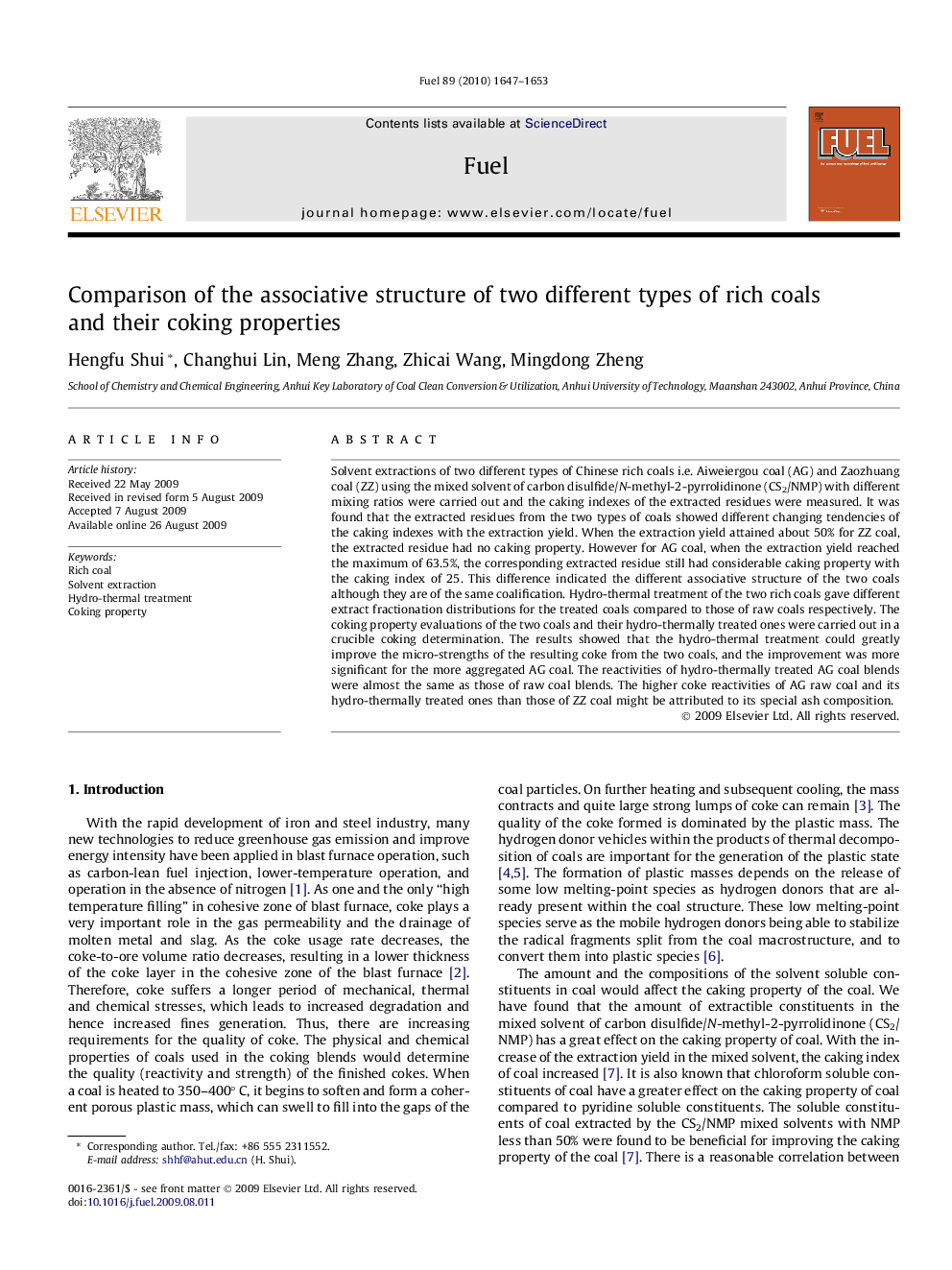 Comparison of the associative structure of two different types of rich coals and their coking properties