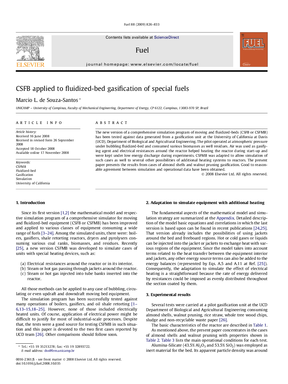 CSFB applied to fluidized-bed gasification of special fuels