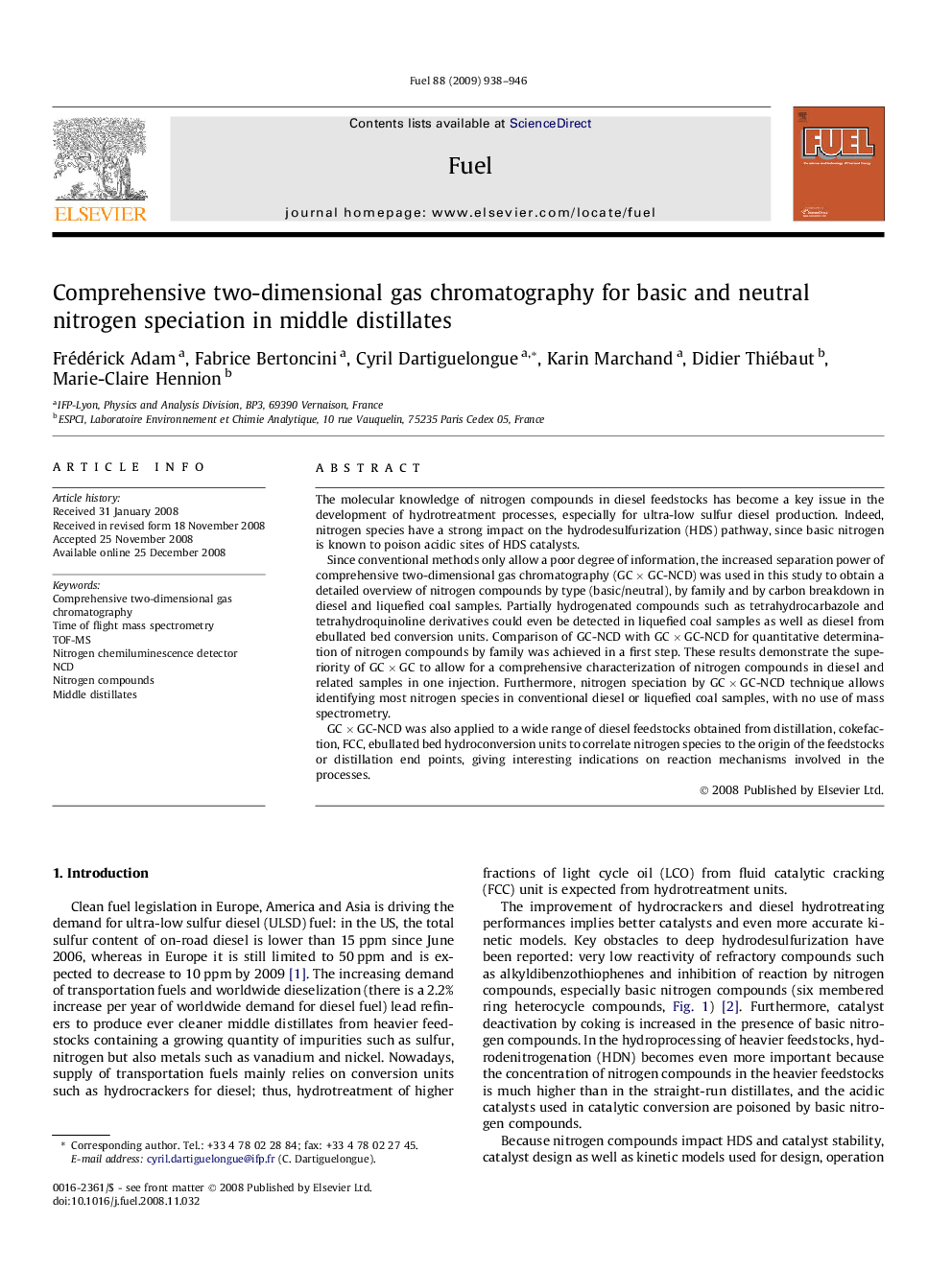 Comprehensive two-dimensional gas chromatography for basic and neutral nitrogen speciation in middle distillates