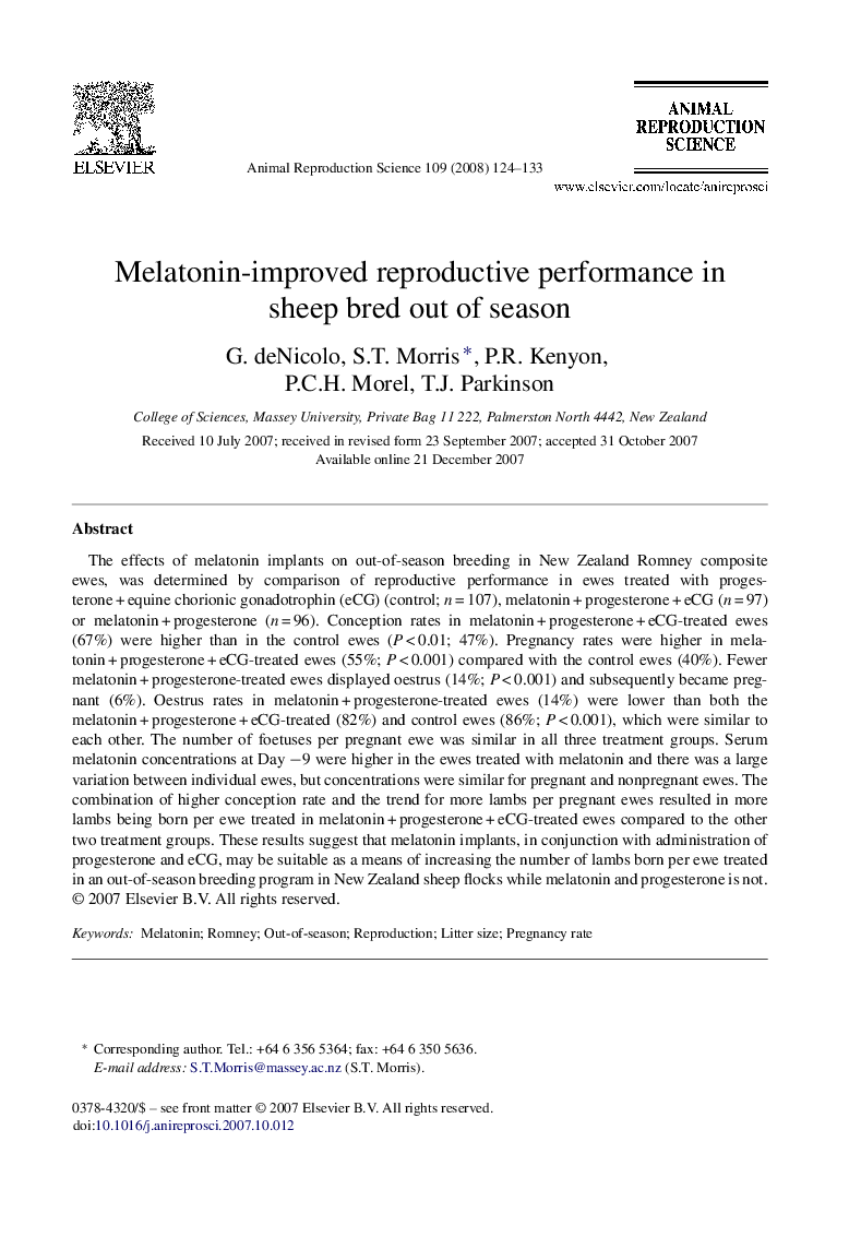 Melatonin-improved reproductive performance in sheep bred out of season