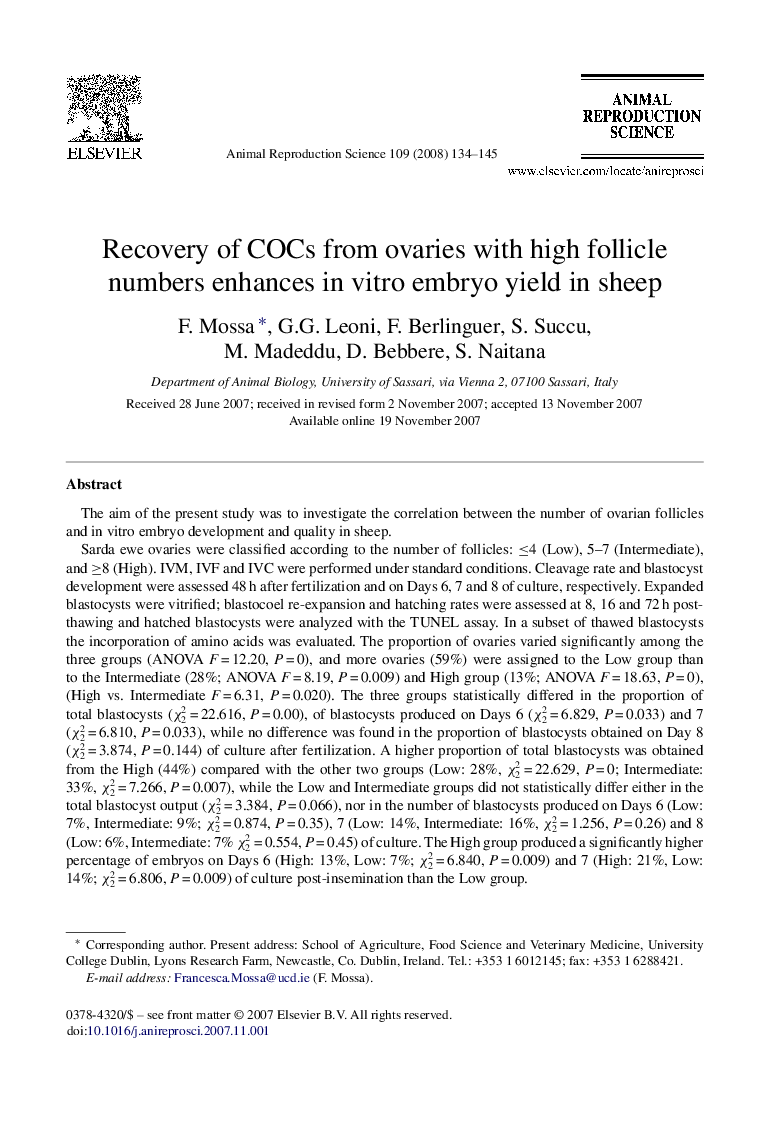 Recovery of COCs from ovaries with high follicle numbers enhances in vitro embryo yield in sheep