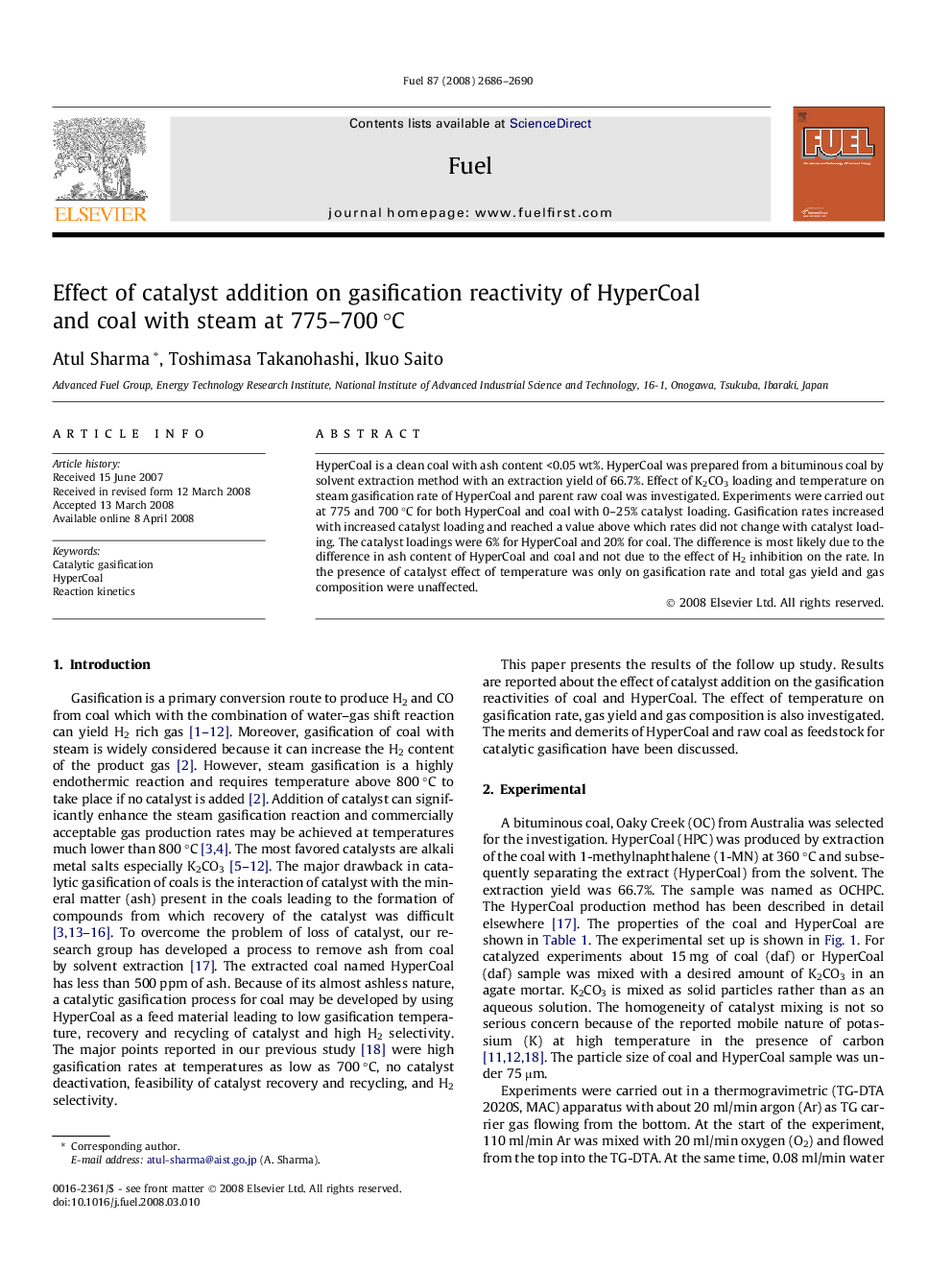 Effect of catalyst addition on gasification reactivity of HyperCoal and coal with steam at 775–700 °C