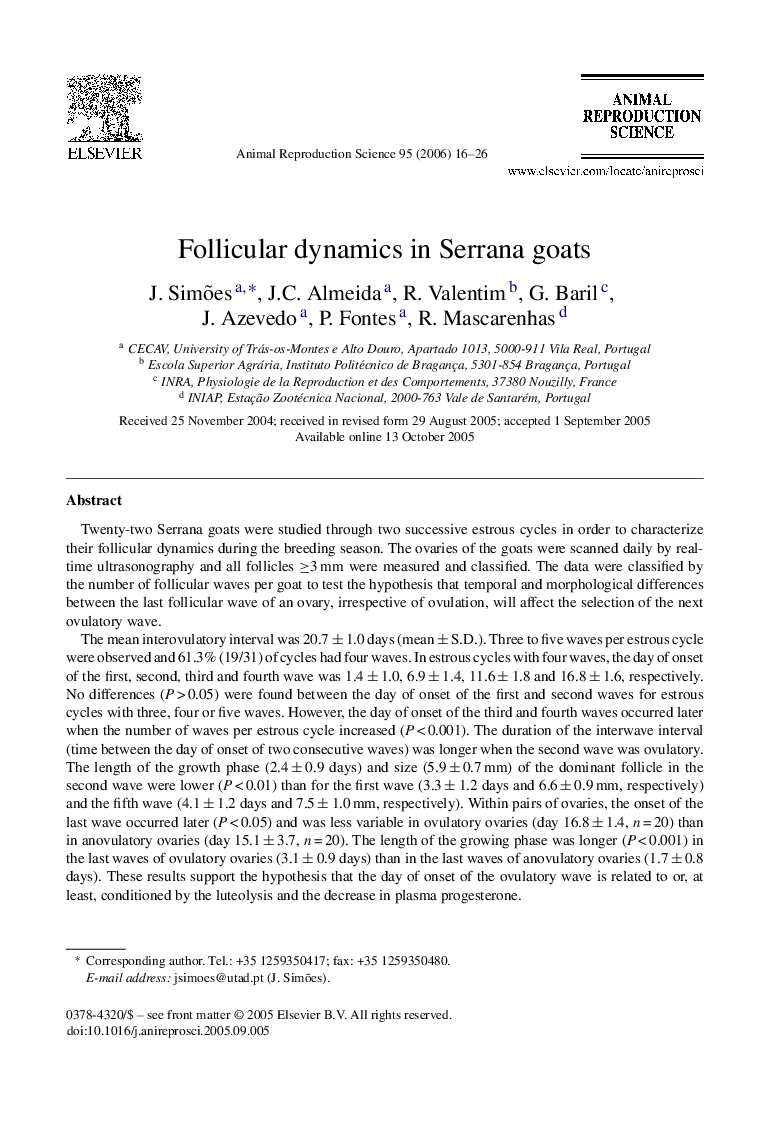 Follicular dynamics in Serrana goats