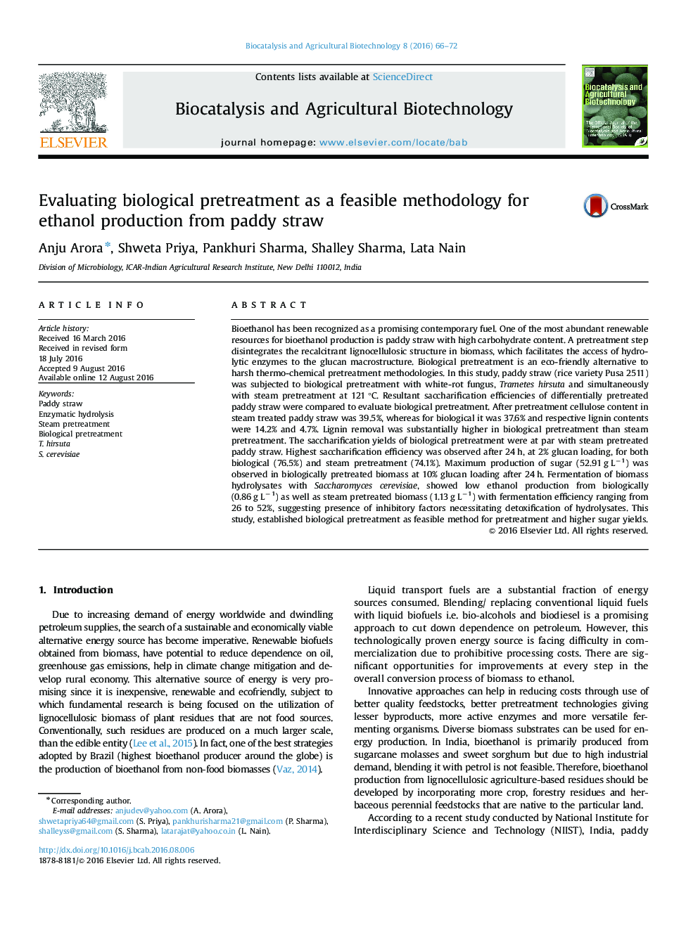 ارزیابی پیشگیری از بیولوژیکی به عنوان روش شناسی قابل اجرا برای تولید اتانول از نی کرت 