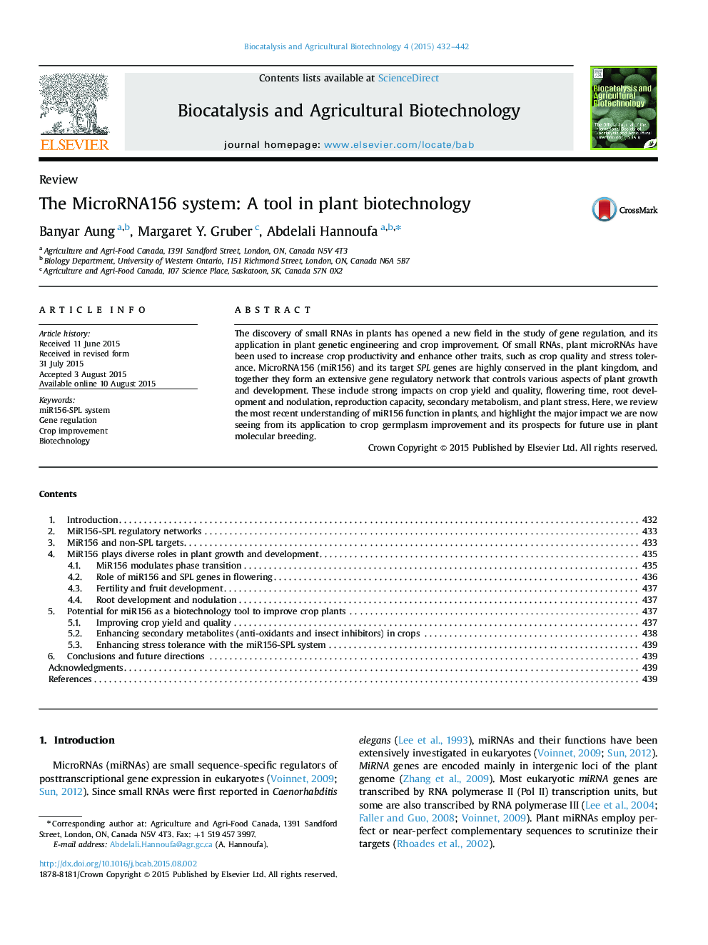 The MicroRNA156 system: A tool in plant biotechnology