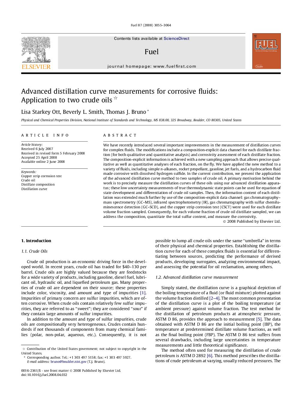 Advanced distillation curve measurements for corrosive fluids: Application to two crude oils 