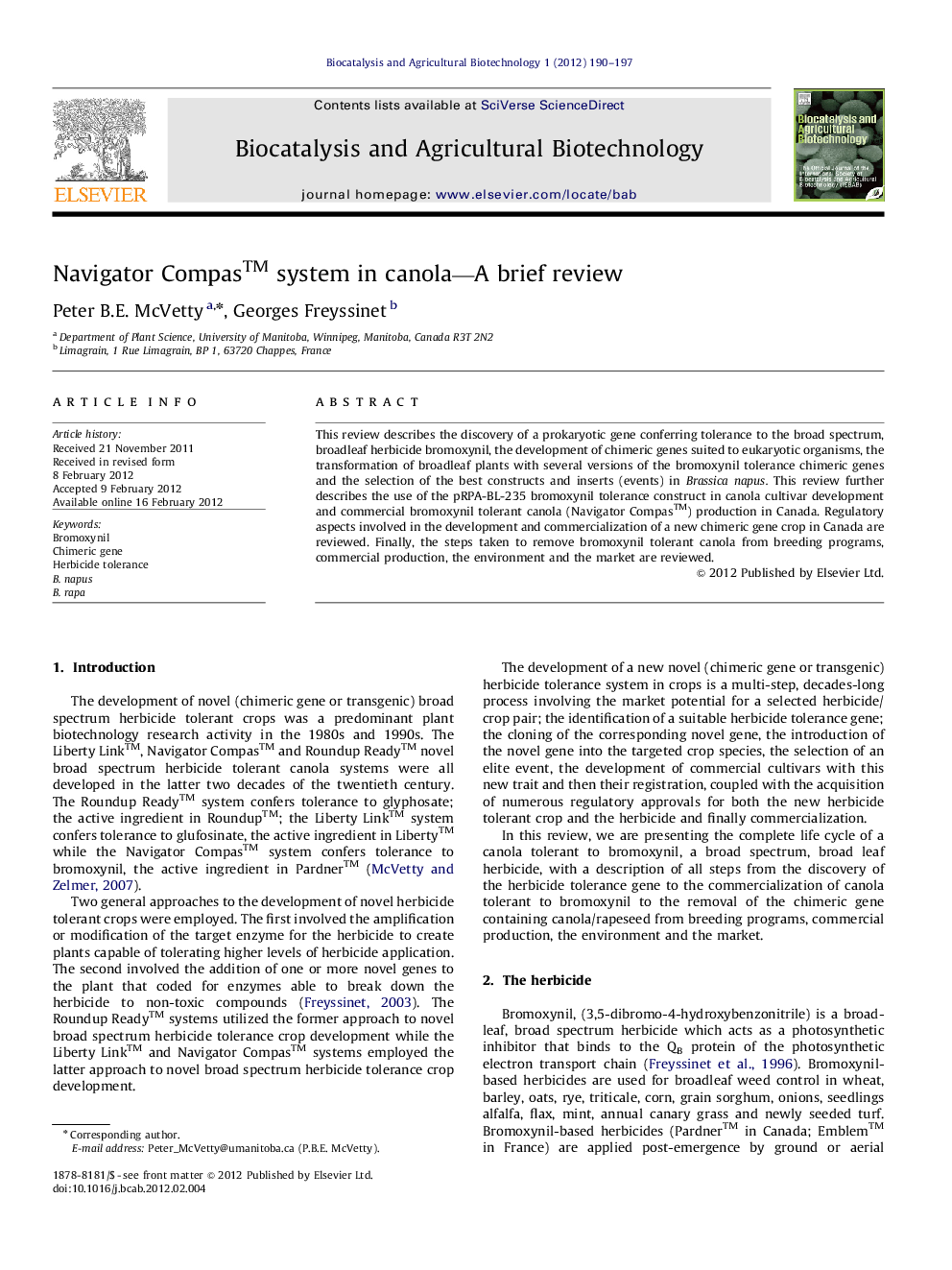 Navigator Compas™ system in canola—A brief review