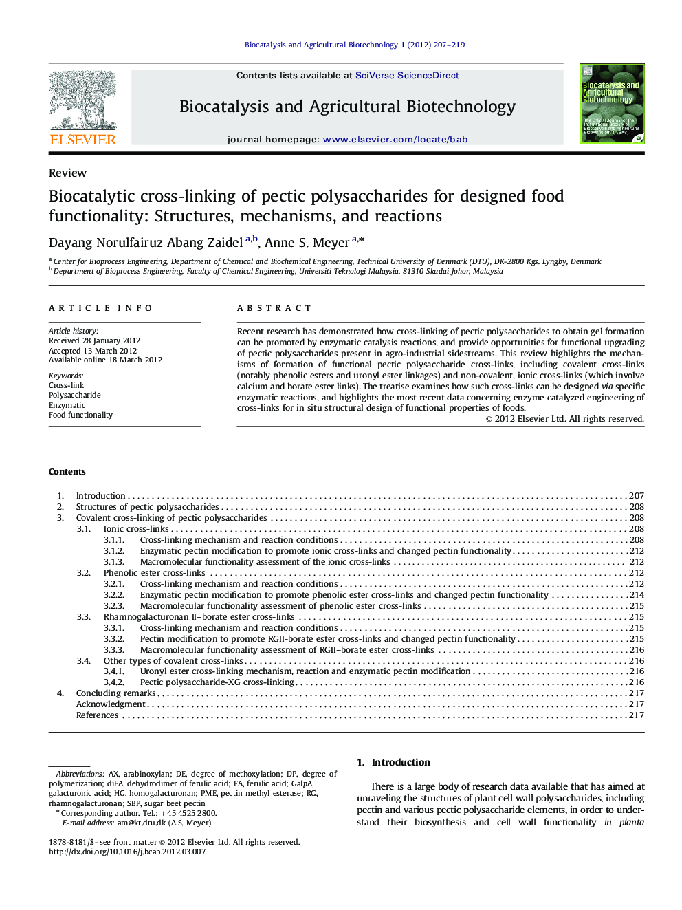 Biocatalytic cross-linking of pectic polysaccharides for designed food functionality: Structures, mechanisms, and reactions