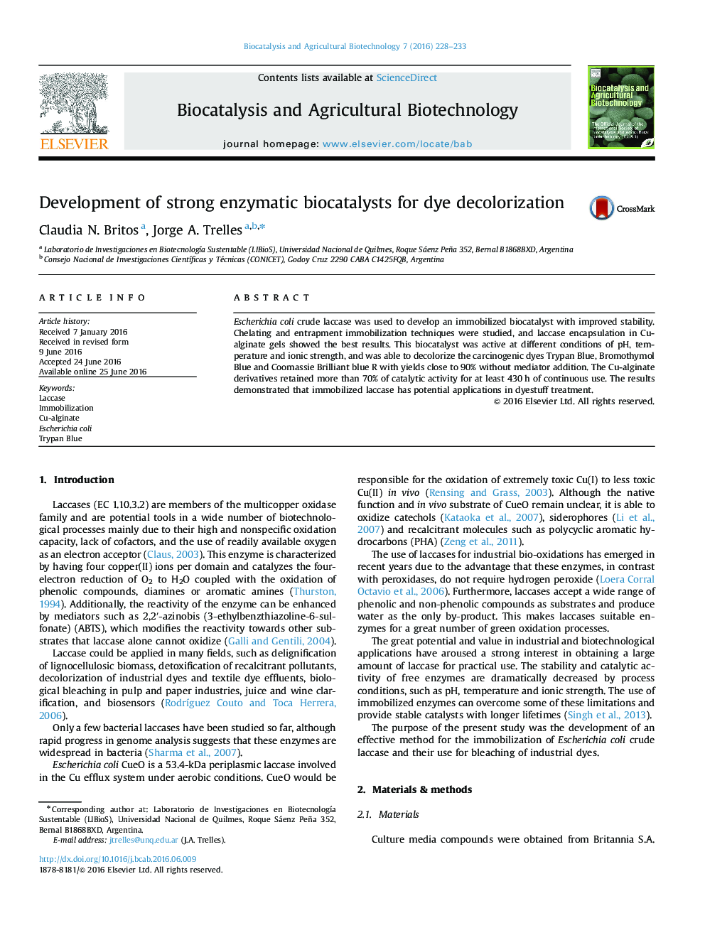 Development of strong enzymatic biocatalysts for dye decolorization