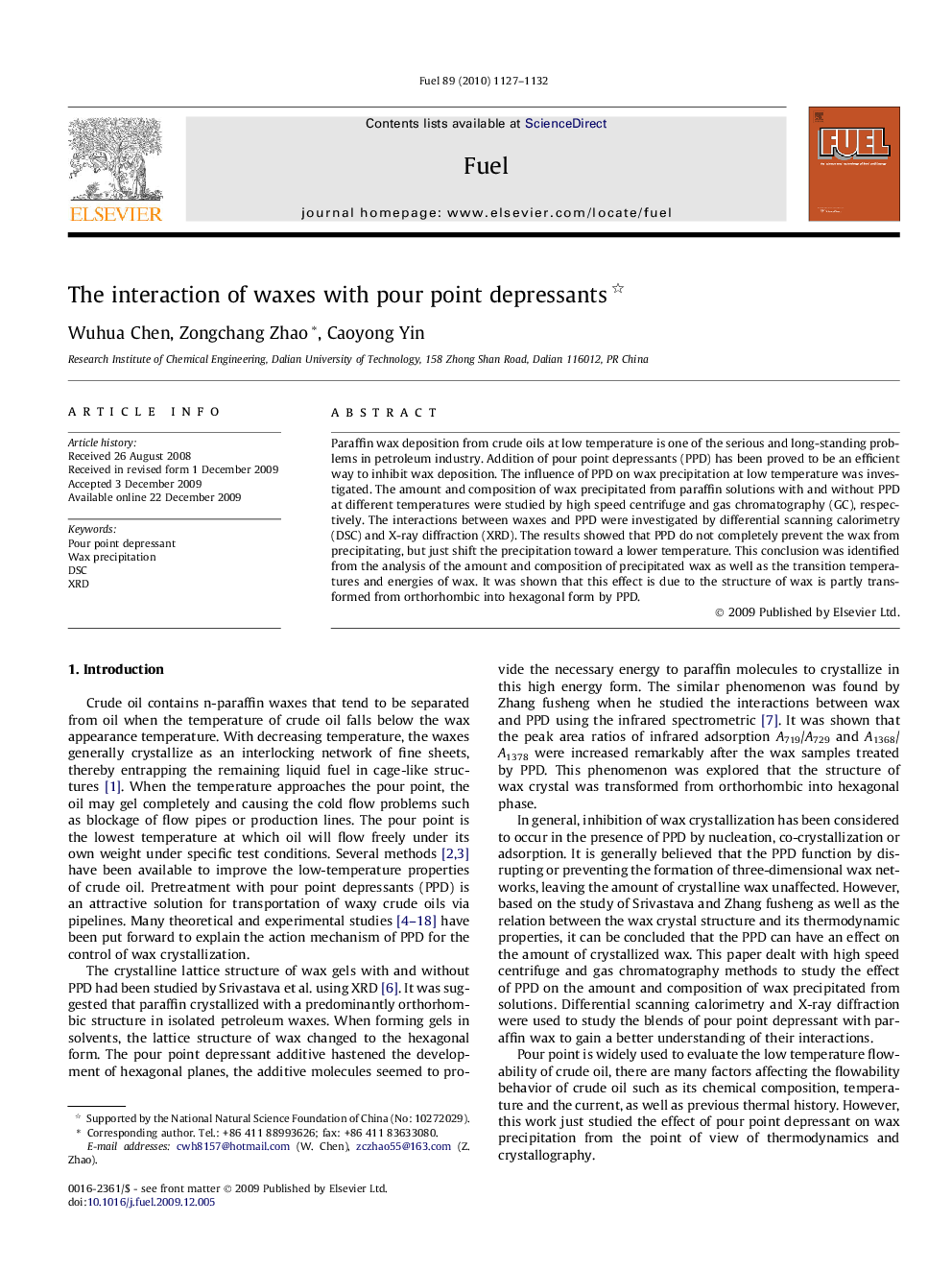 The interaction of waxes with pour point depressants 