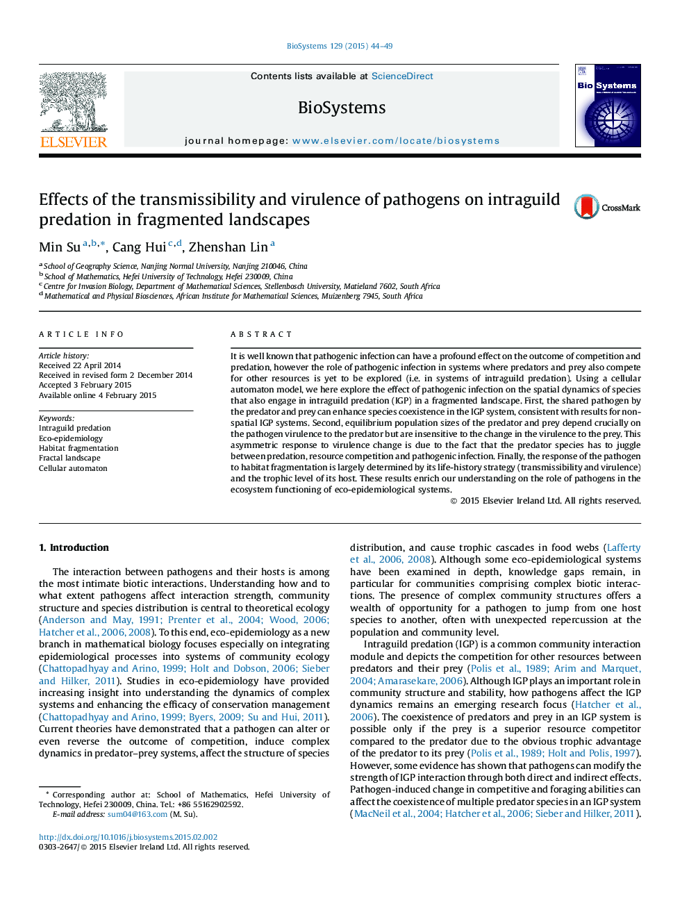 Effects of the transmissibility and virulence of pathogens on intraguild predation in fragmented landscapes