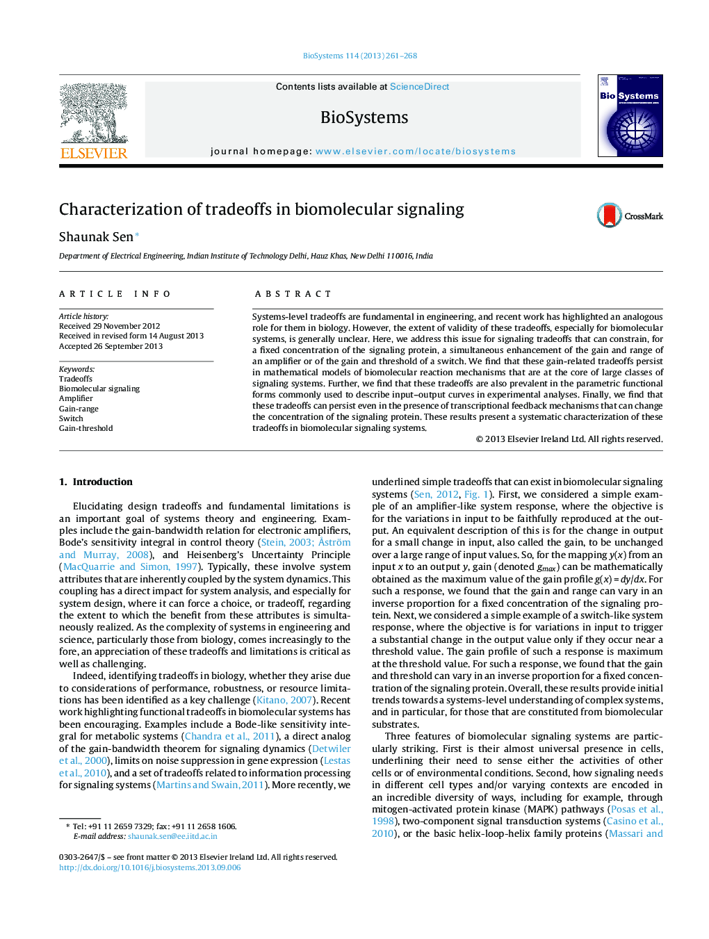 Characterization of tradeoffs in biomolecular signaling