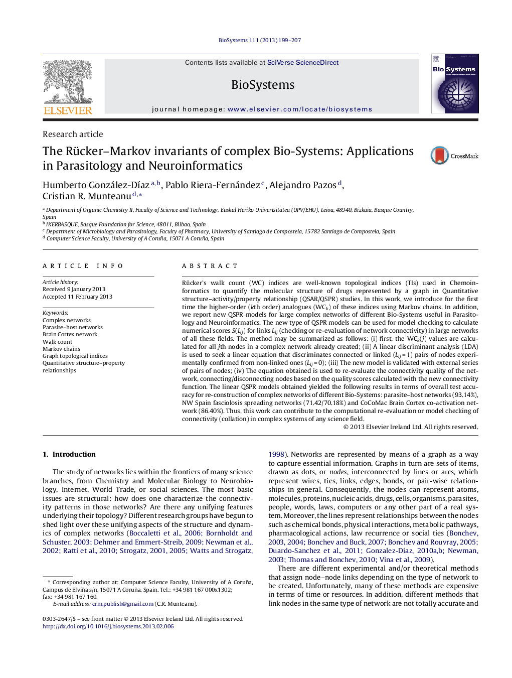 The Rücker–Markov invariants of complex Bio-Systems: Applications in Parasitology and Neuroinformatics