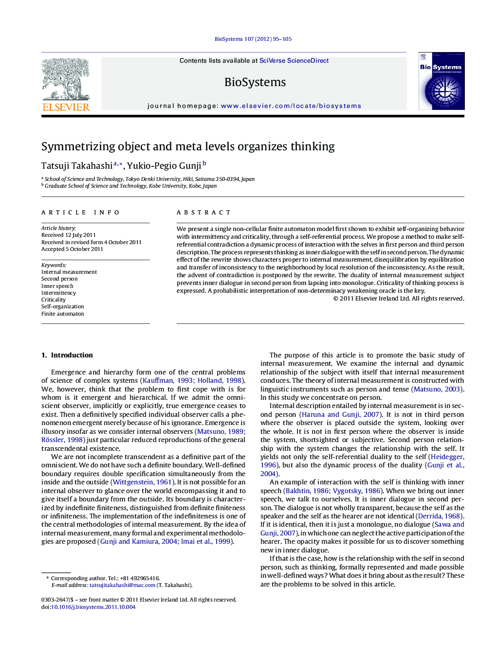 Symmetrizing object and meta levels organizes thinking