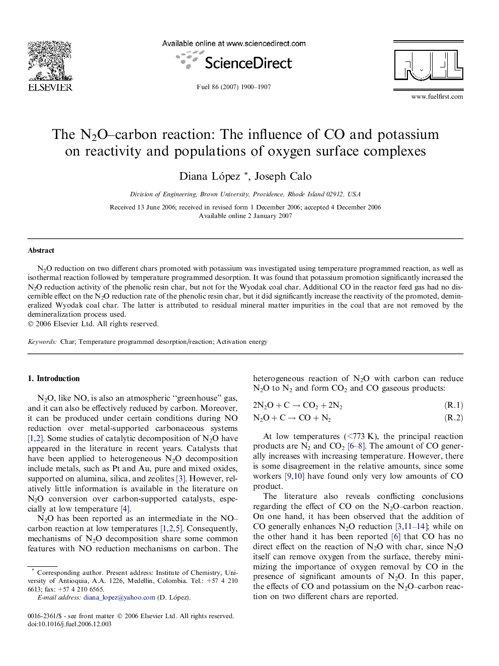 The N2O–carbon reaction: The influence of CO and potassium on reactivity and populations of oxygen surface complexes