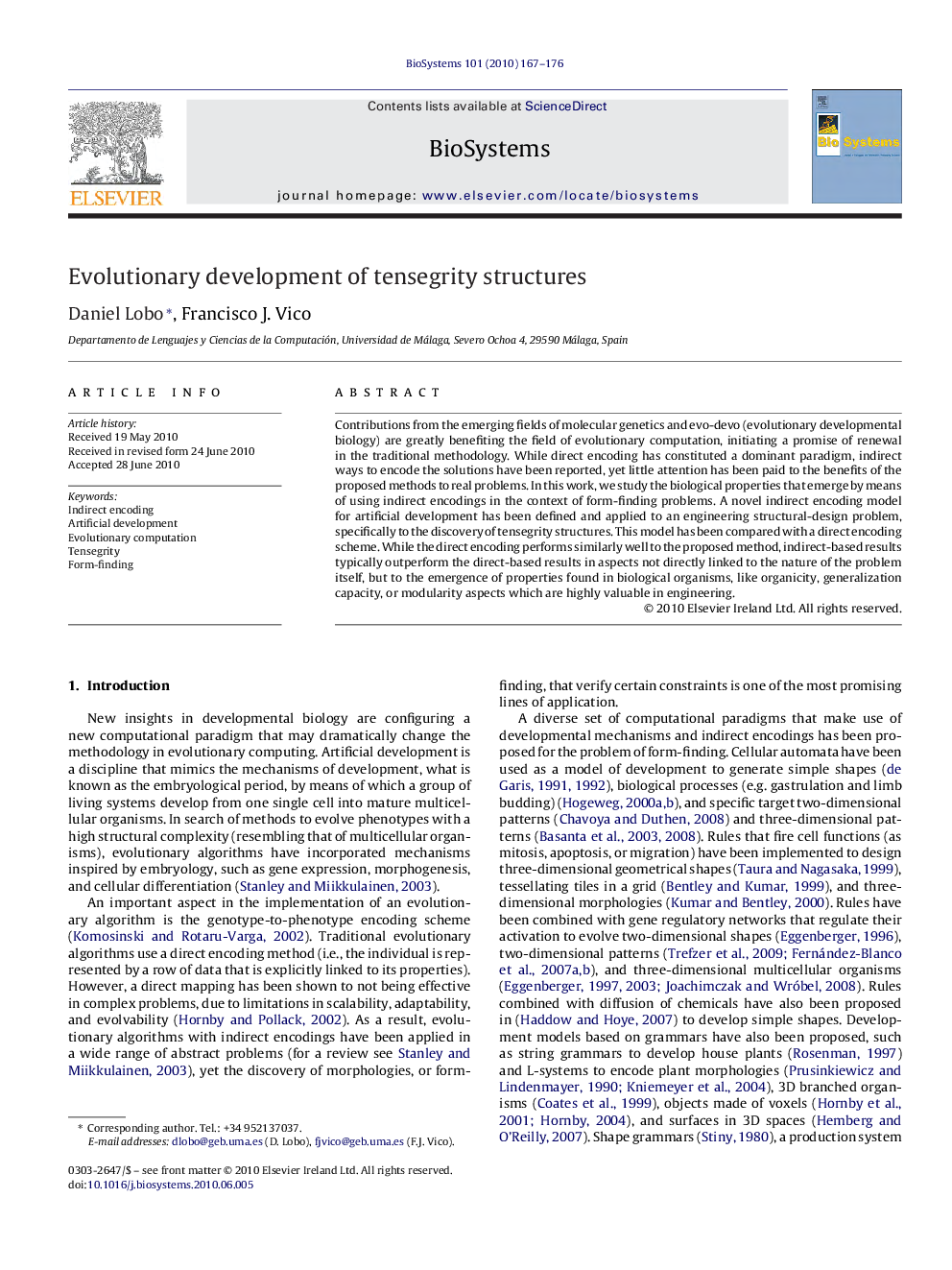 Evolutionary development of tensegrity structures