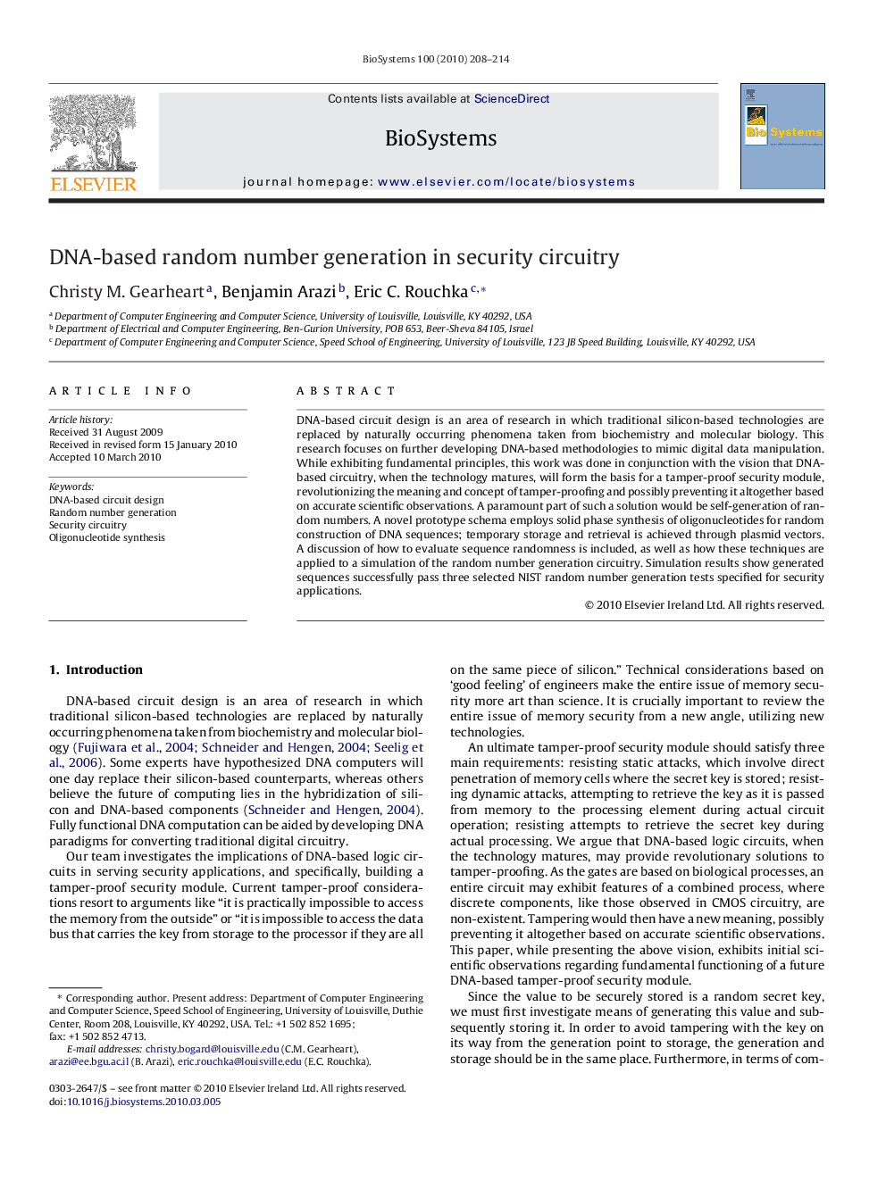 DNA-based random number generation in security circuitry