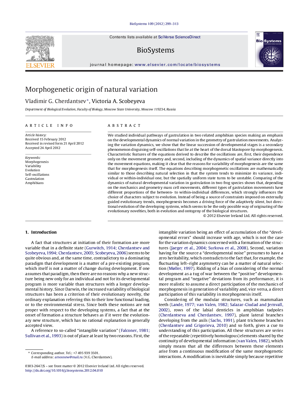 Morphogenetic origin of natural variation