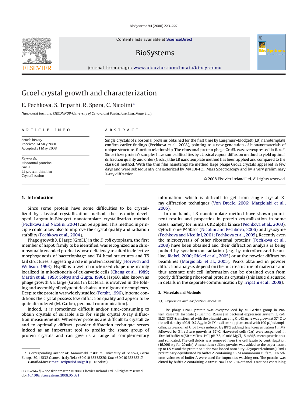 Groel crystal growth and characterization