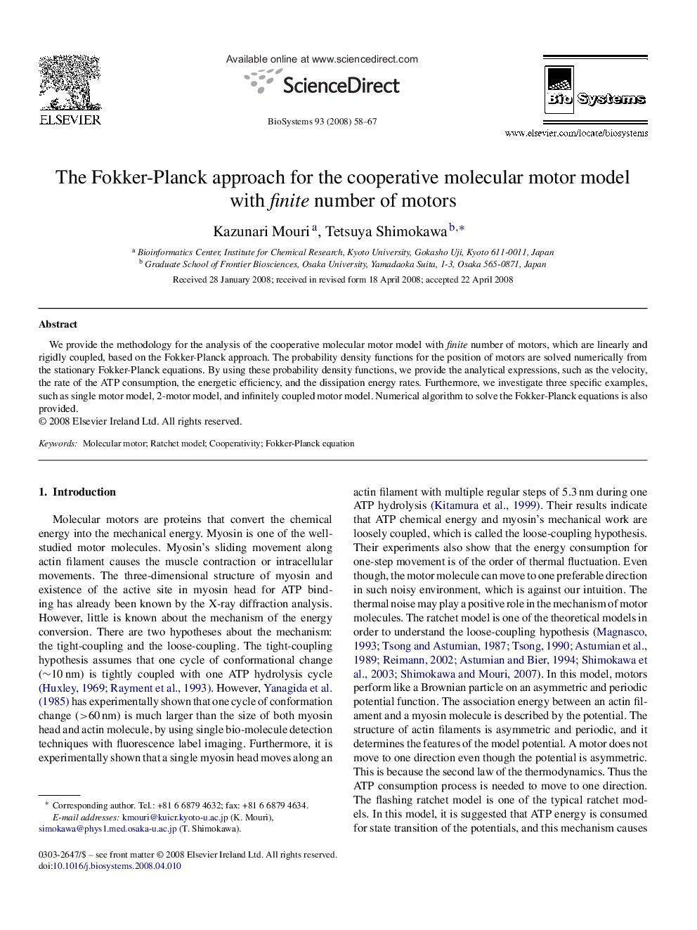 The Fokker-Planck approach for the cooperative molecular motor model with finite number of motors