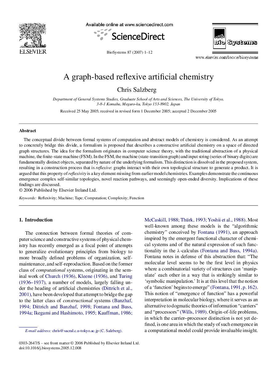 A graph-based reflexive artificial chemistry