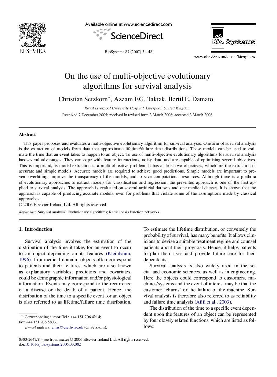 On the use of multi-objective evolutionary algorithms for survival analysis