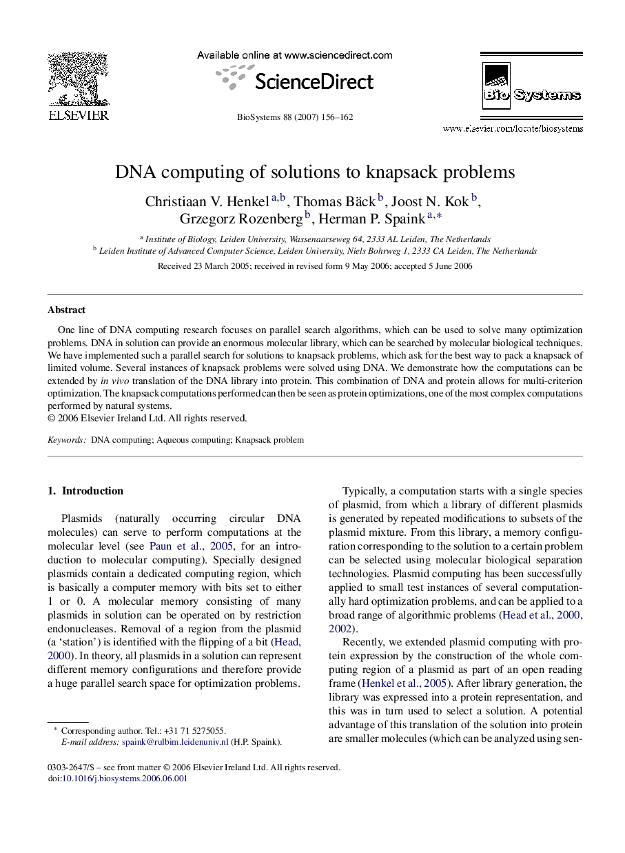 DNA computing of solutions to knapsack problems