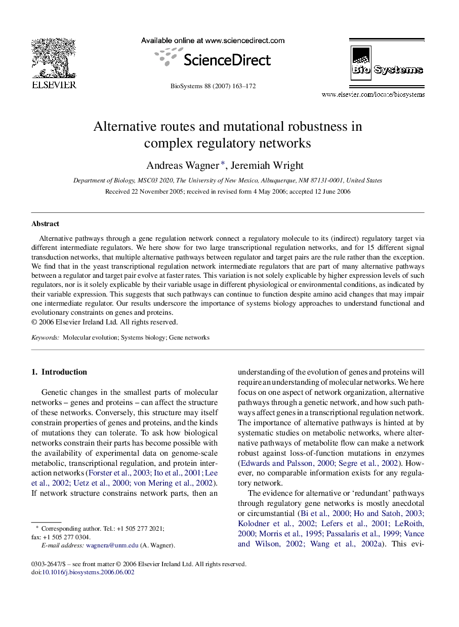 Alternative routes and mutational robustness in complex regulatory networks